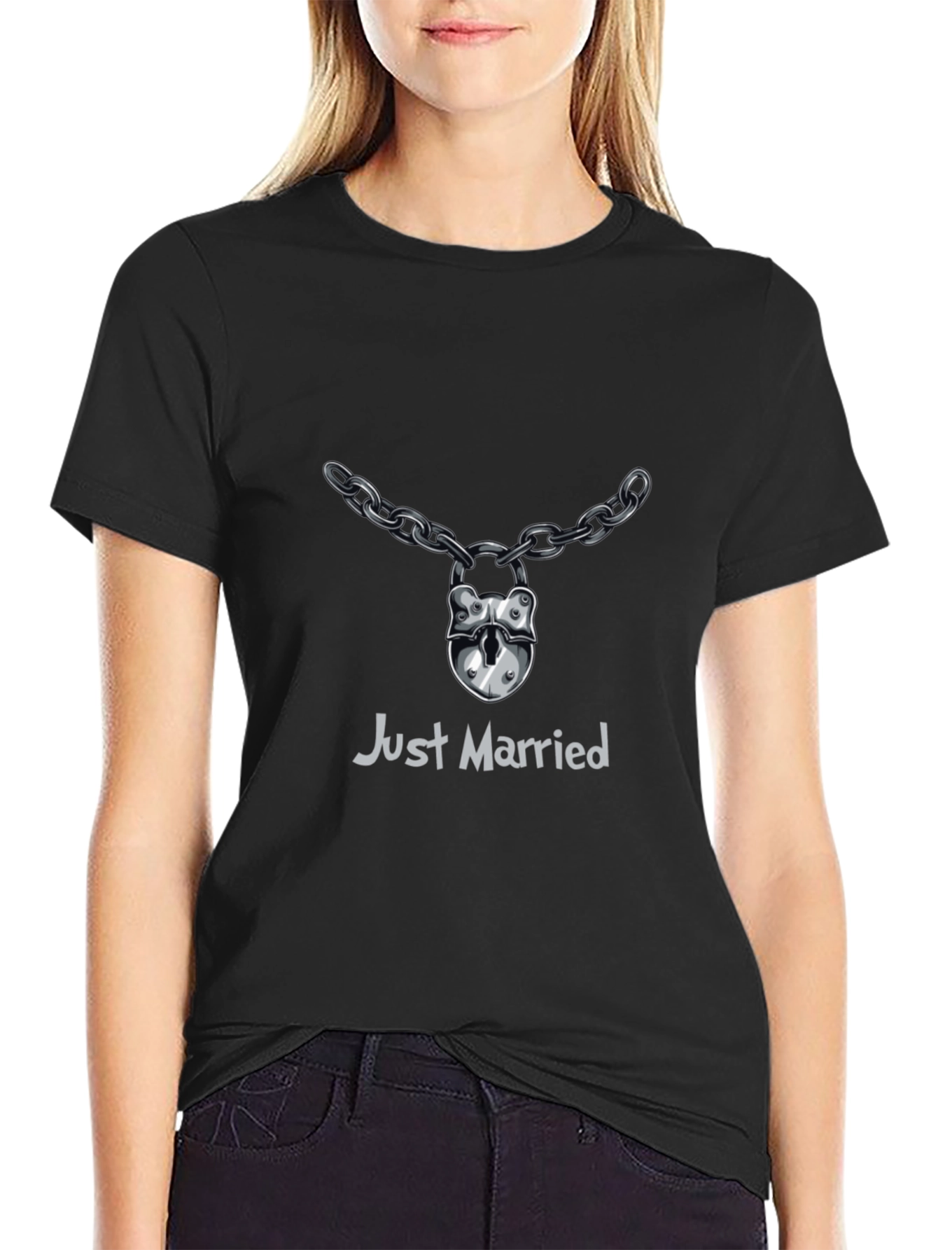 Just Married Lock & Chain T-Shirt - Wedding Gift