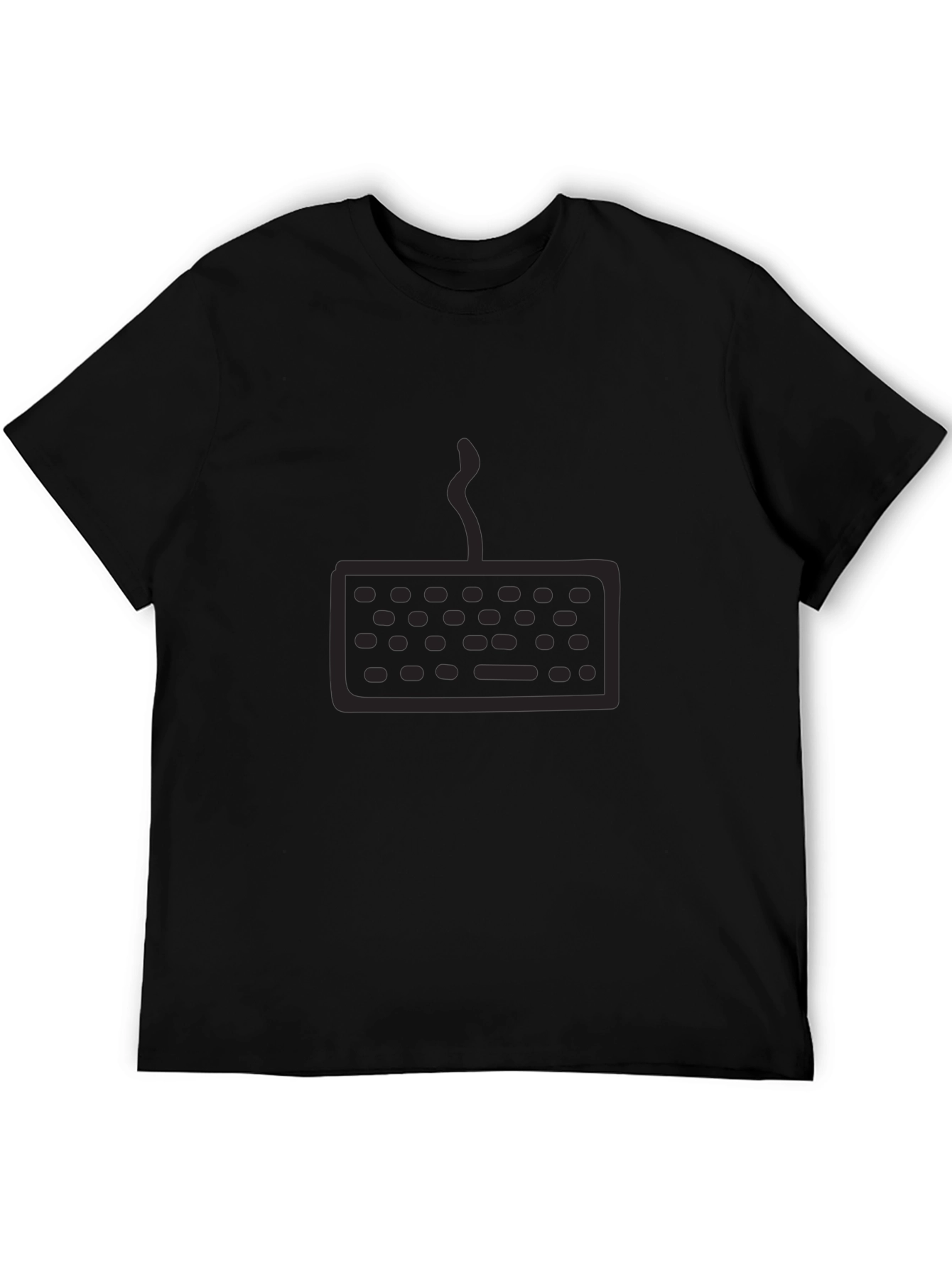 Keyboard Graphic T-Shirt - Black Cotton Casual Tee