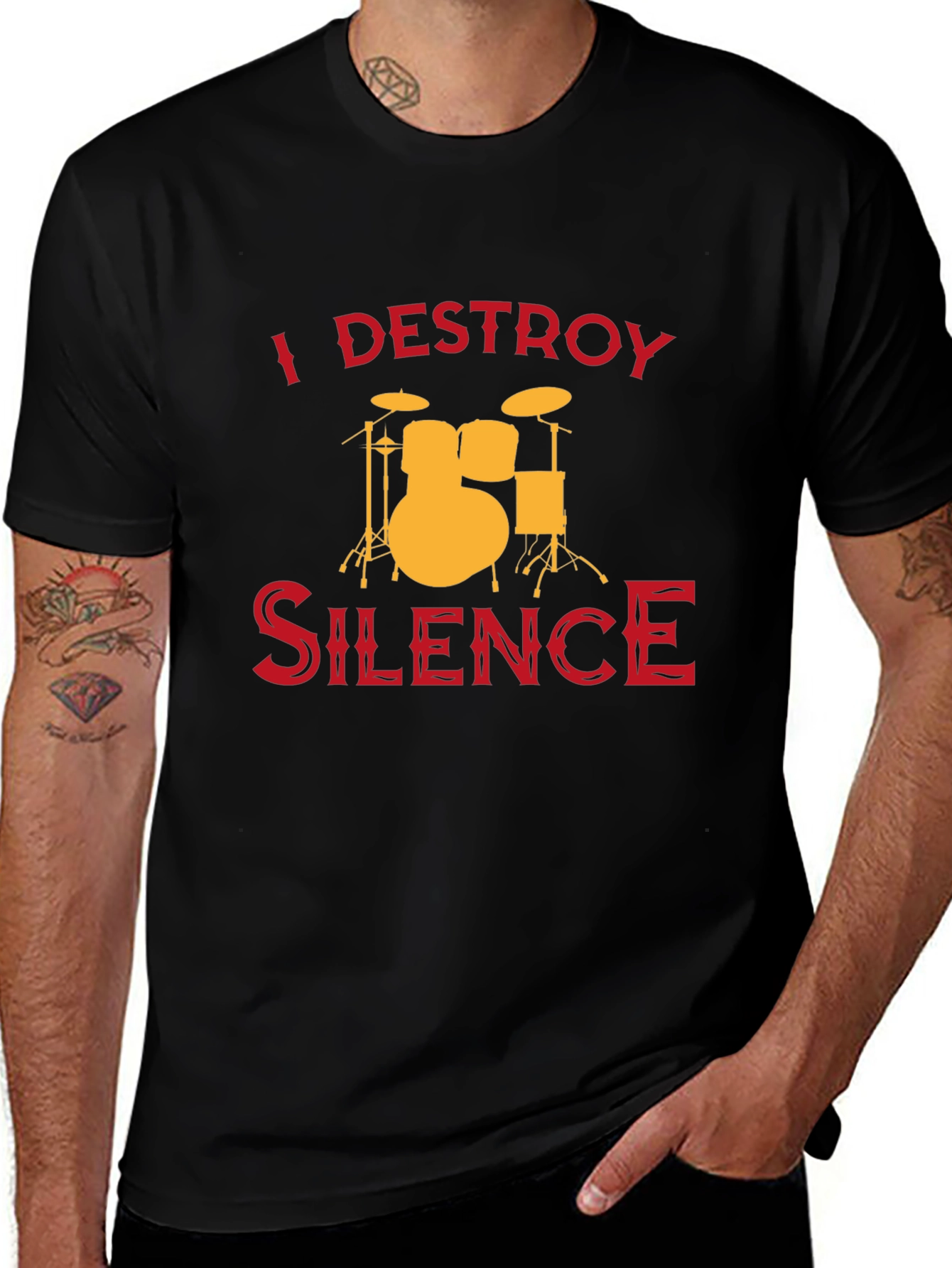 I Destroy Silence Drummer T-Shirt - Music Lover Tee
