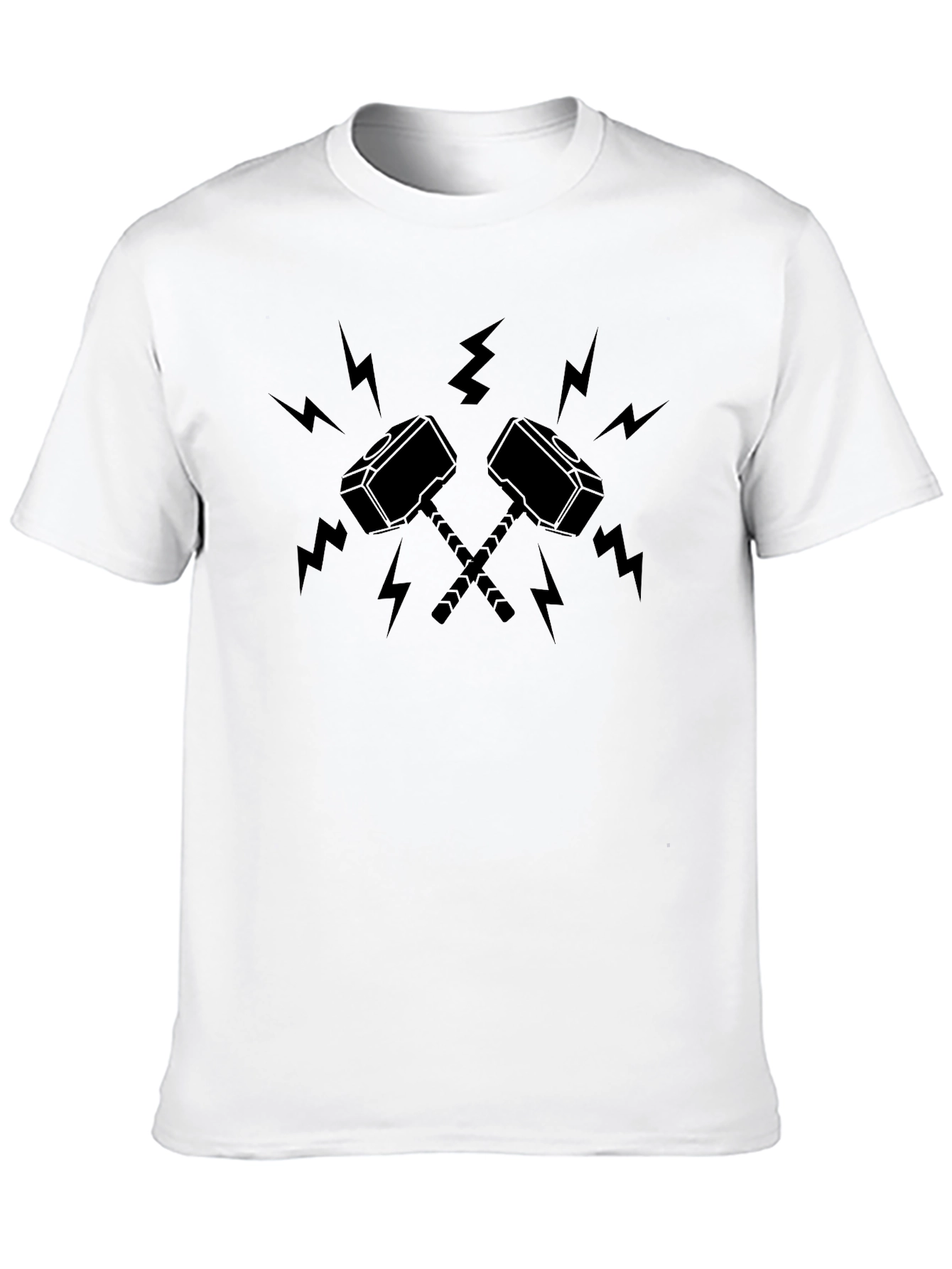 Thunder Hammers Graphic Tee - Black Crew Neck T-Shirt