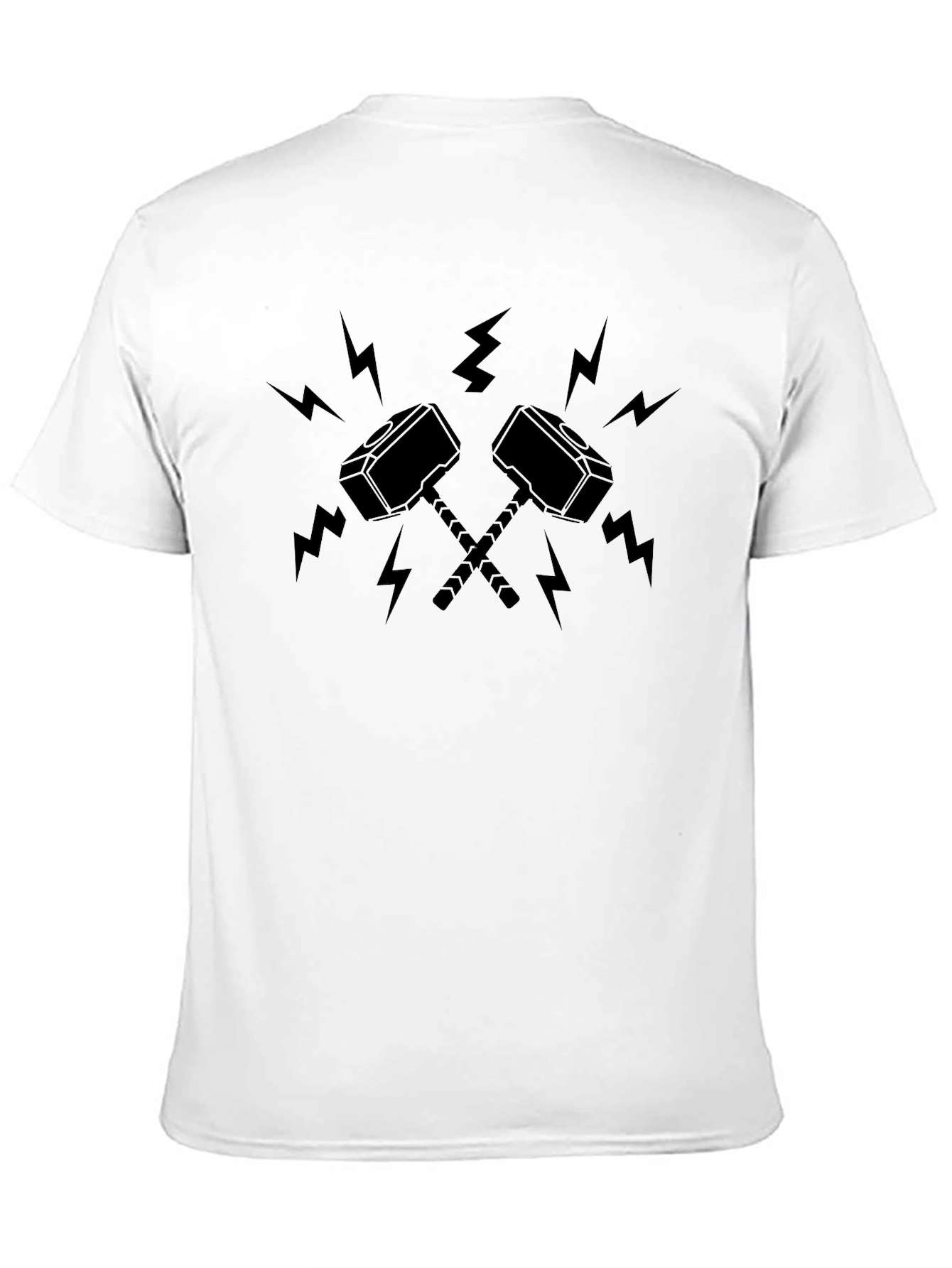 Thunder Hammers Graphic Tee - Black Crew Neck T-Shirt
