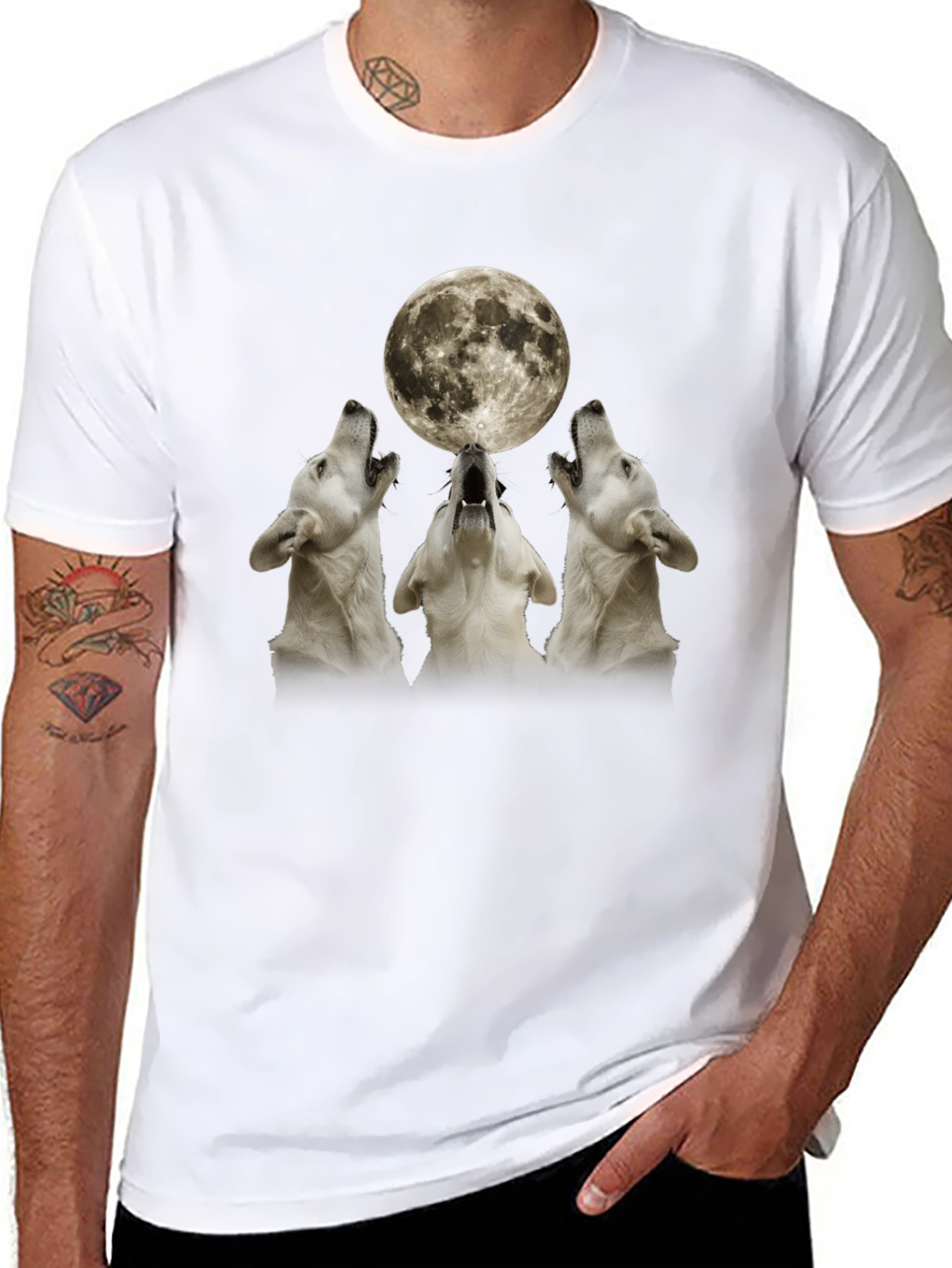 Wolf Moon Graphic T-Shirt - Black
