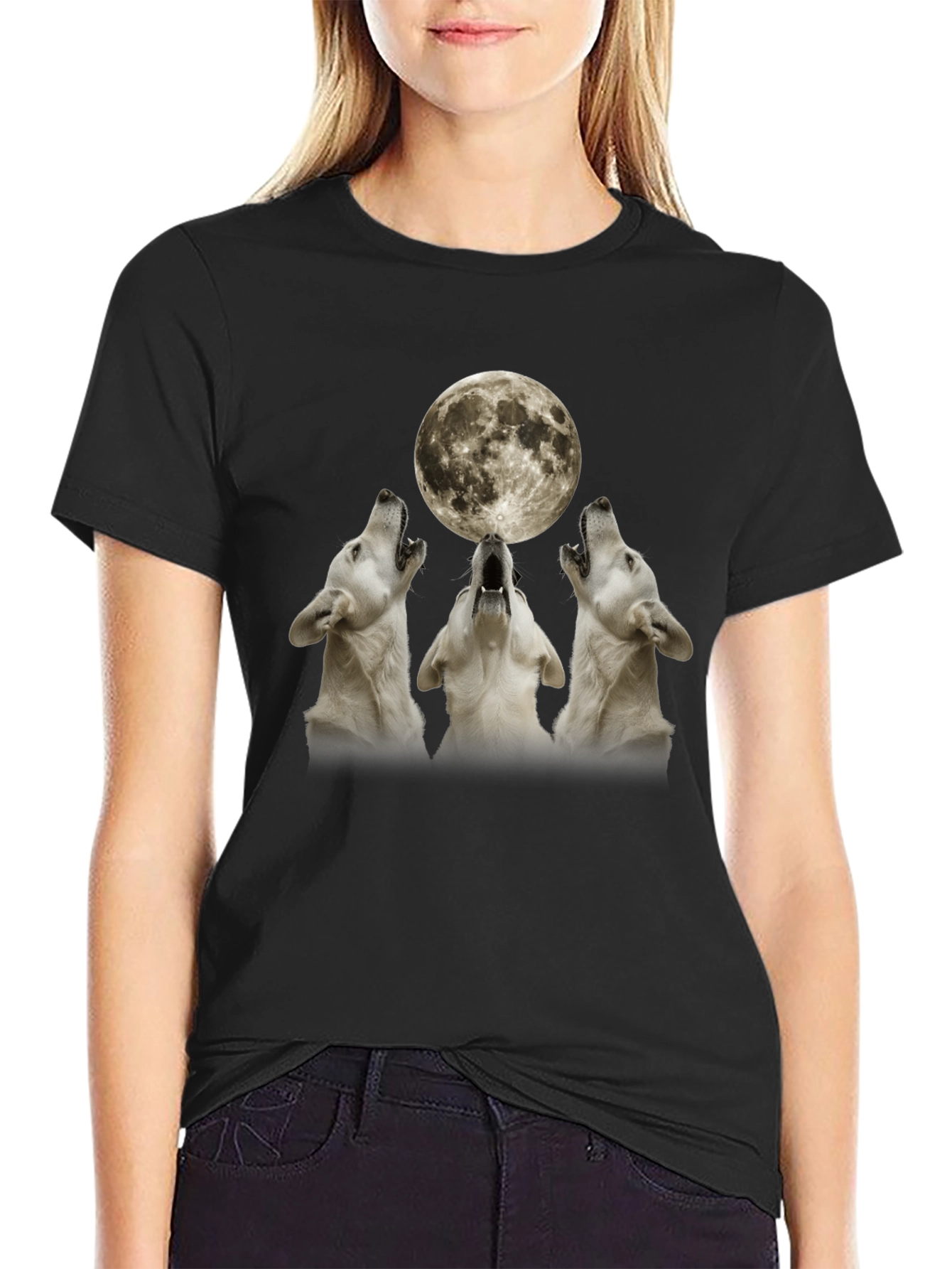 Wolf Moon Graphic T-Shirt - Black