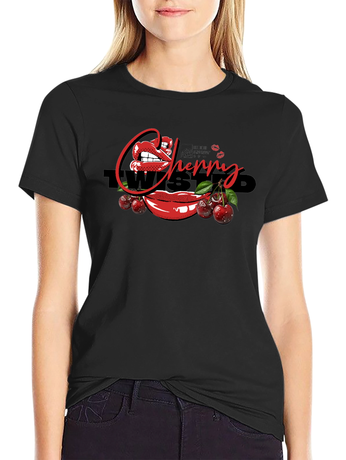 Cherry Twisted Graphic Print T-Shirt