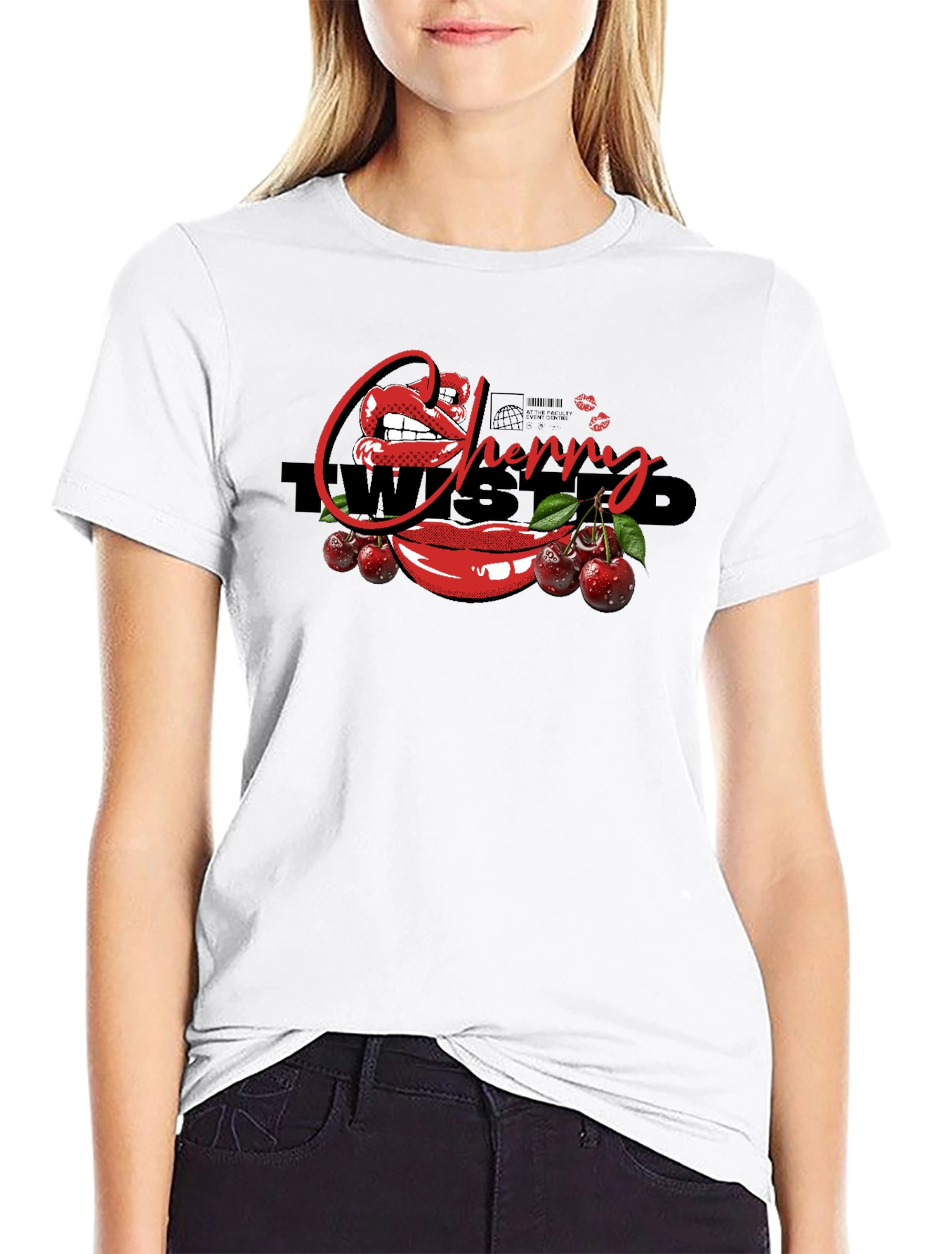 Cherry Twisted Graphic Print T-Shirt