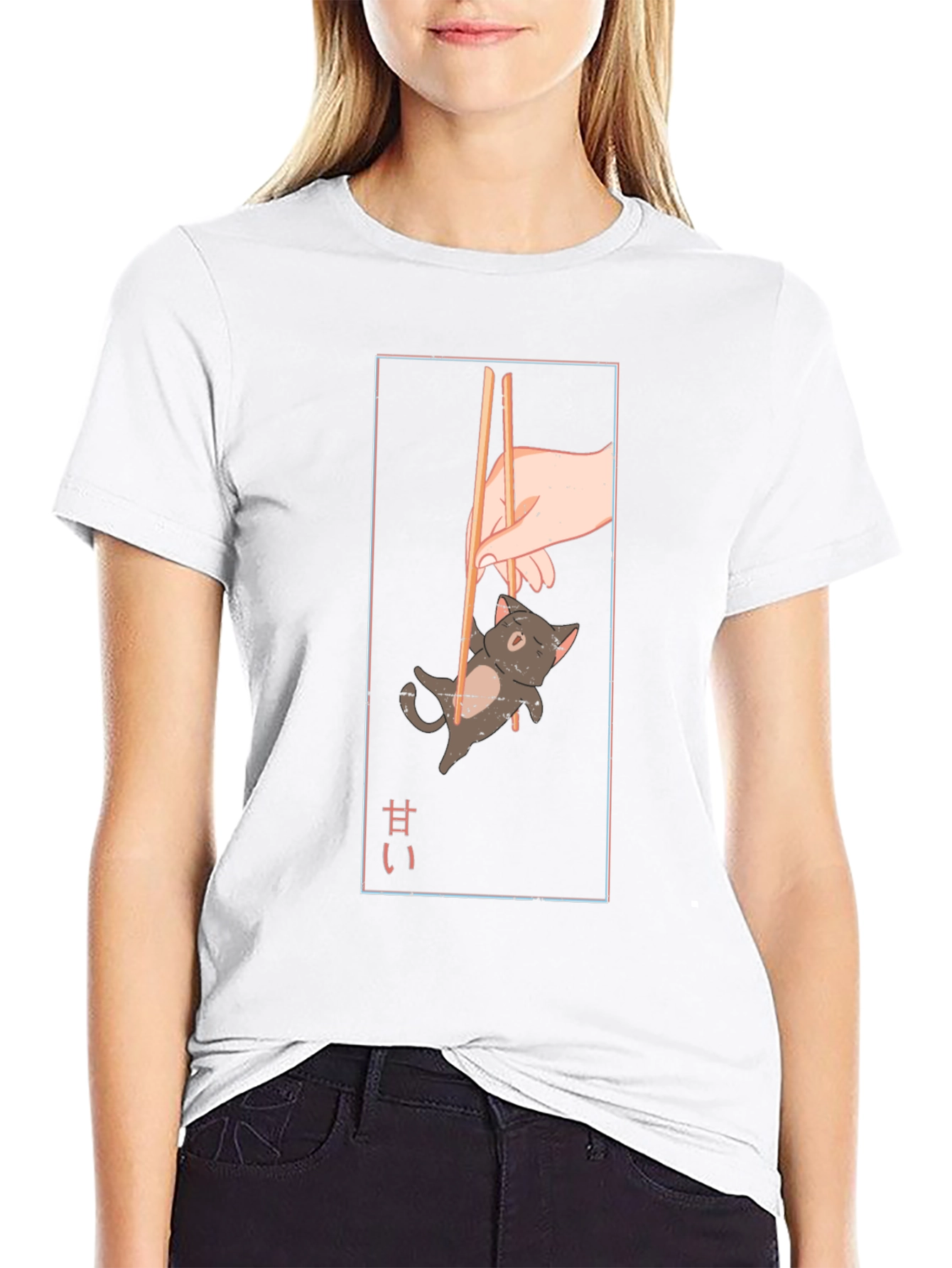 Chopstick Kitty T-Shirt - Anime Style
