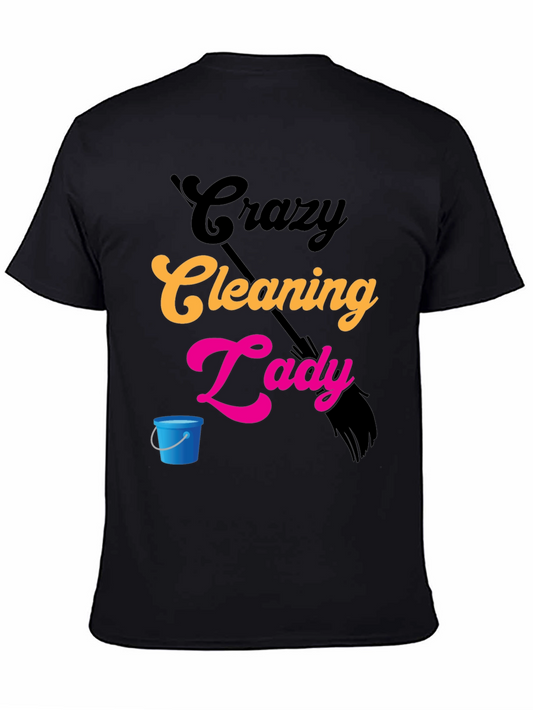 Crazy Cleaning Lady Graphic Tee - Black T-Shirt