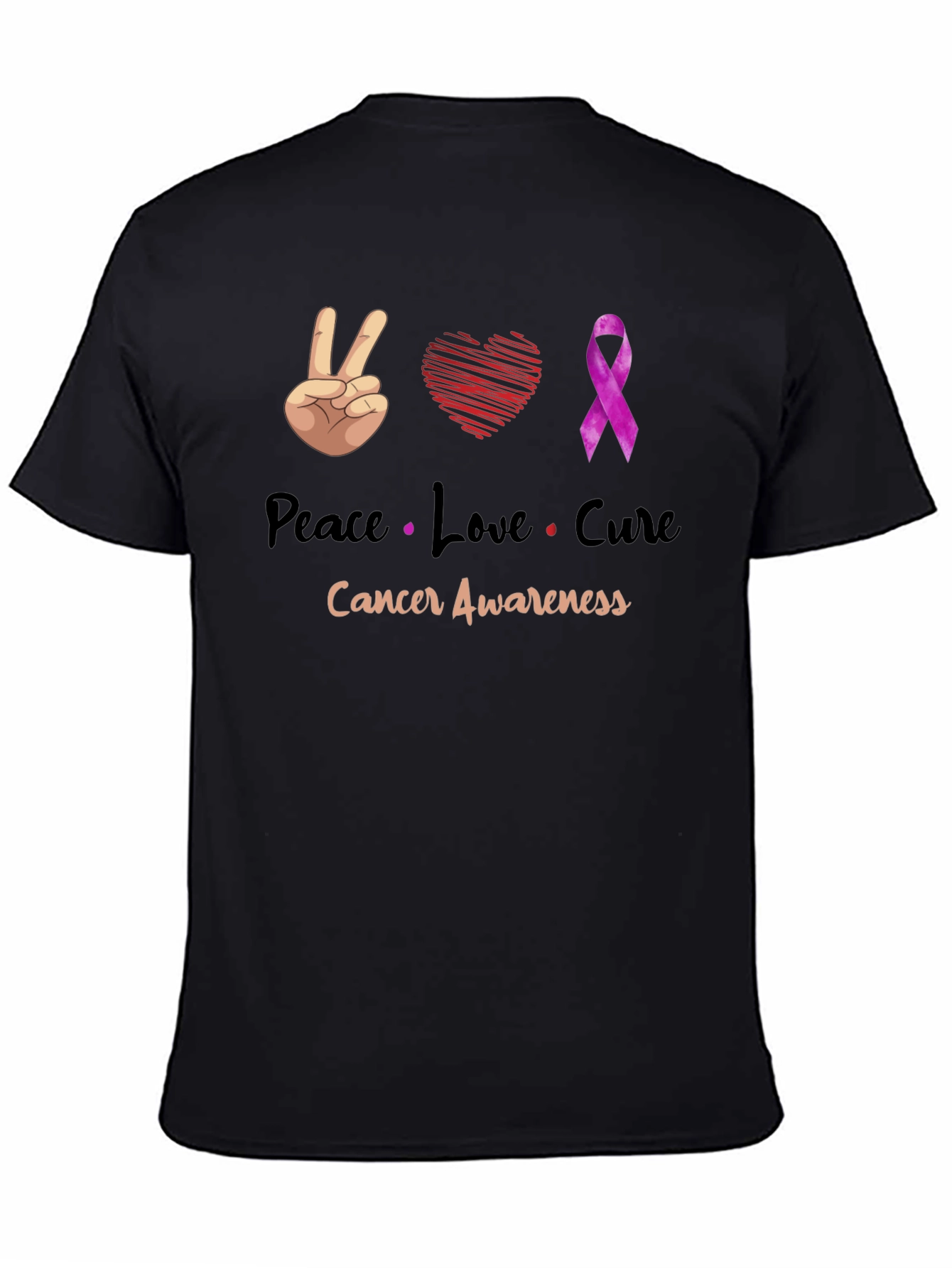 Peace Love Cure Cancer Awareness T-Shirt