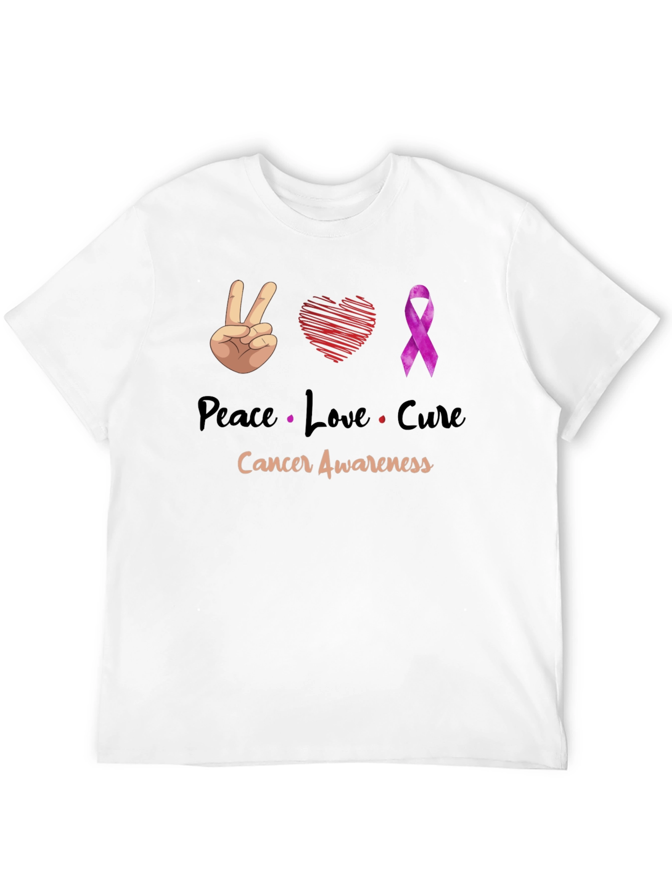 Peace Love Cure Cancer Awareness T-Shirt