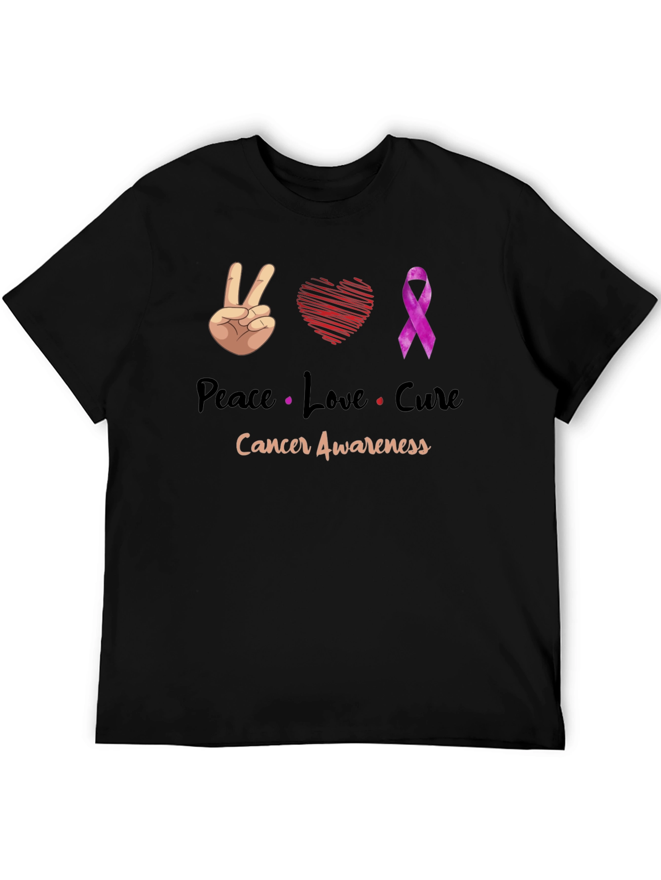 Peace Love Cure Cancer Awareness T-Shirt