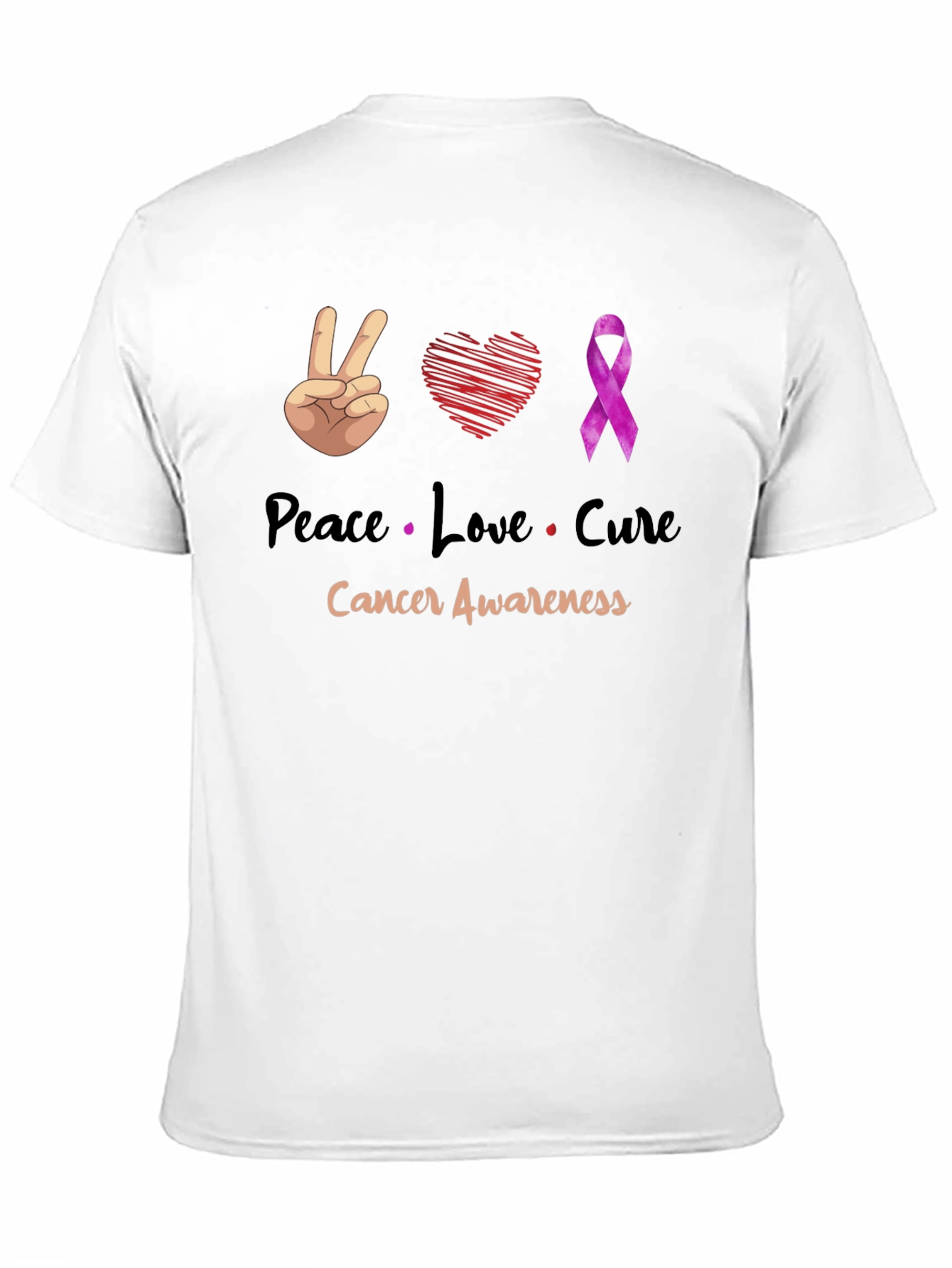 Peace Love Cure Cancer Awareness T-Shirt