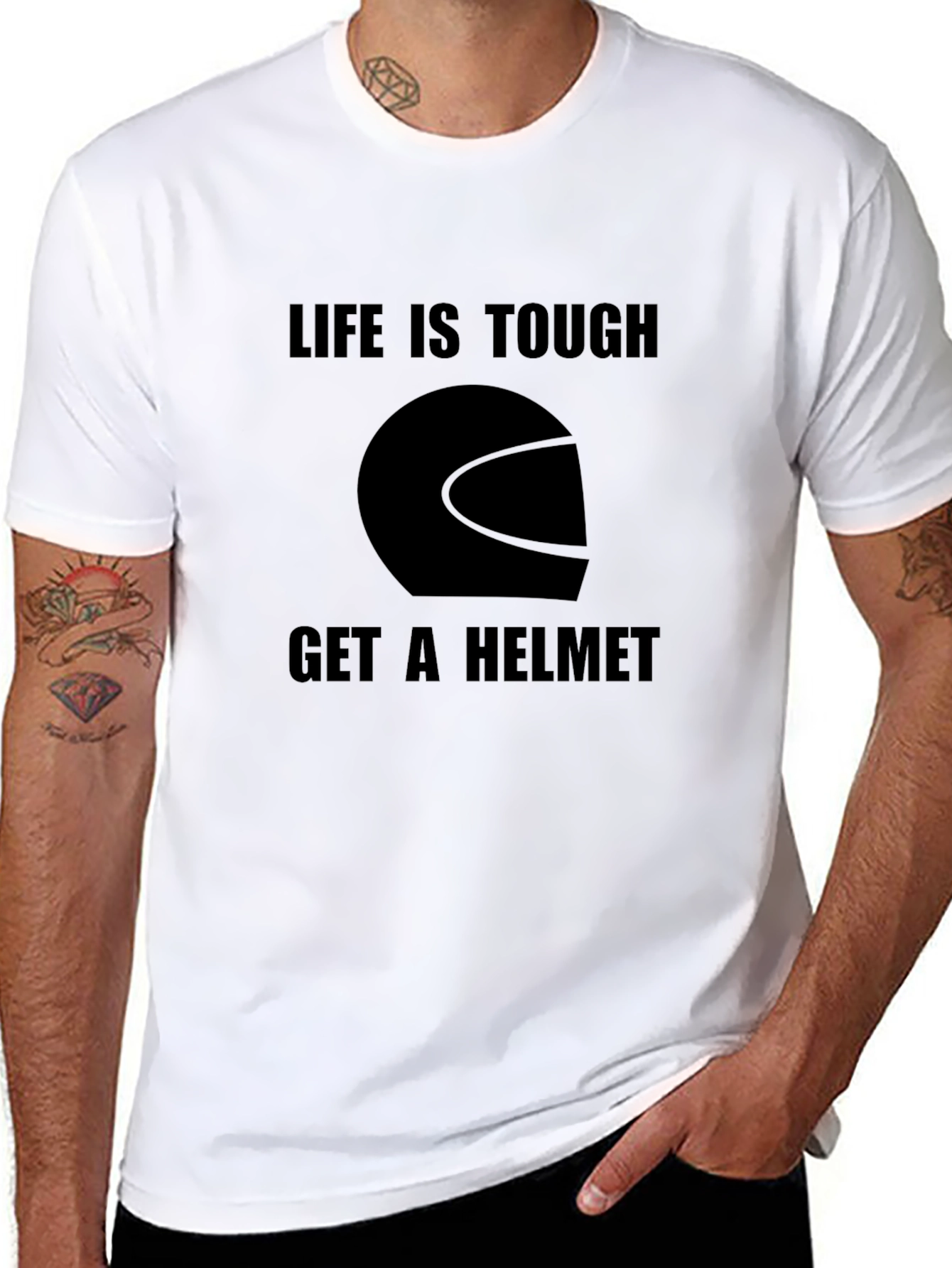 Life Is Tough Get A Helmet Graphic T-Shirt