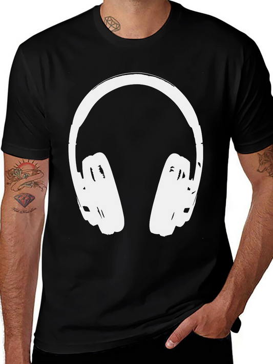 Cool Headphones Graphic Tee - Black Casual Shirt