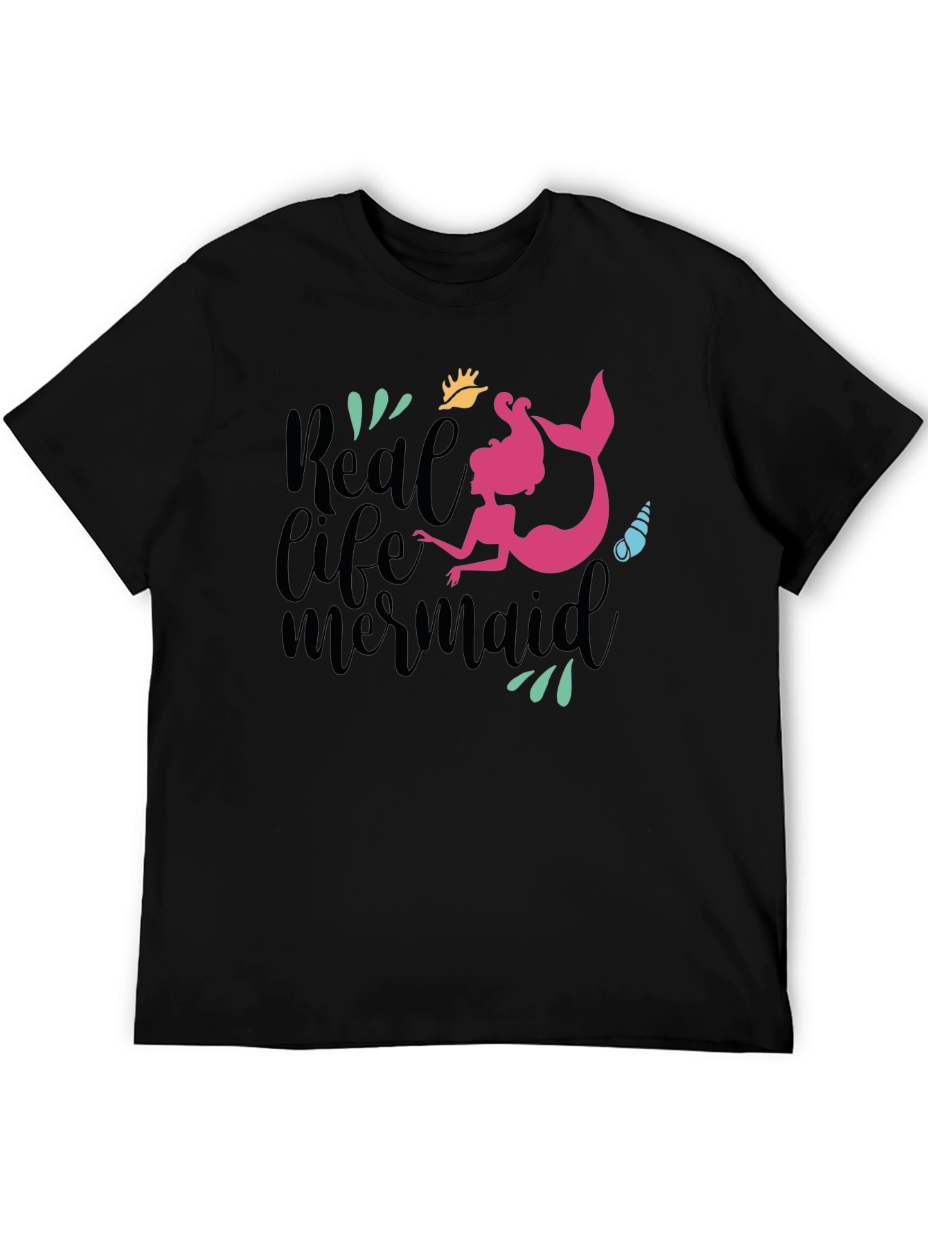 Real Life Mermaid Graphic Tee - Black