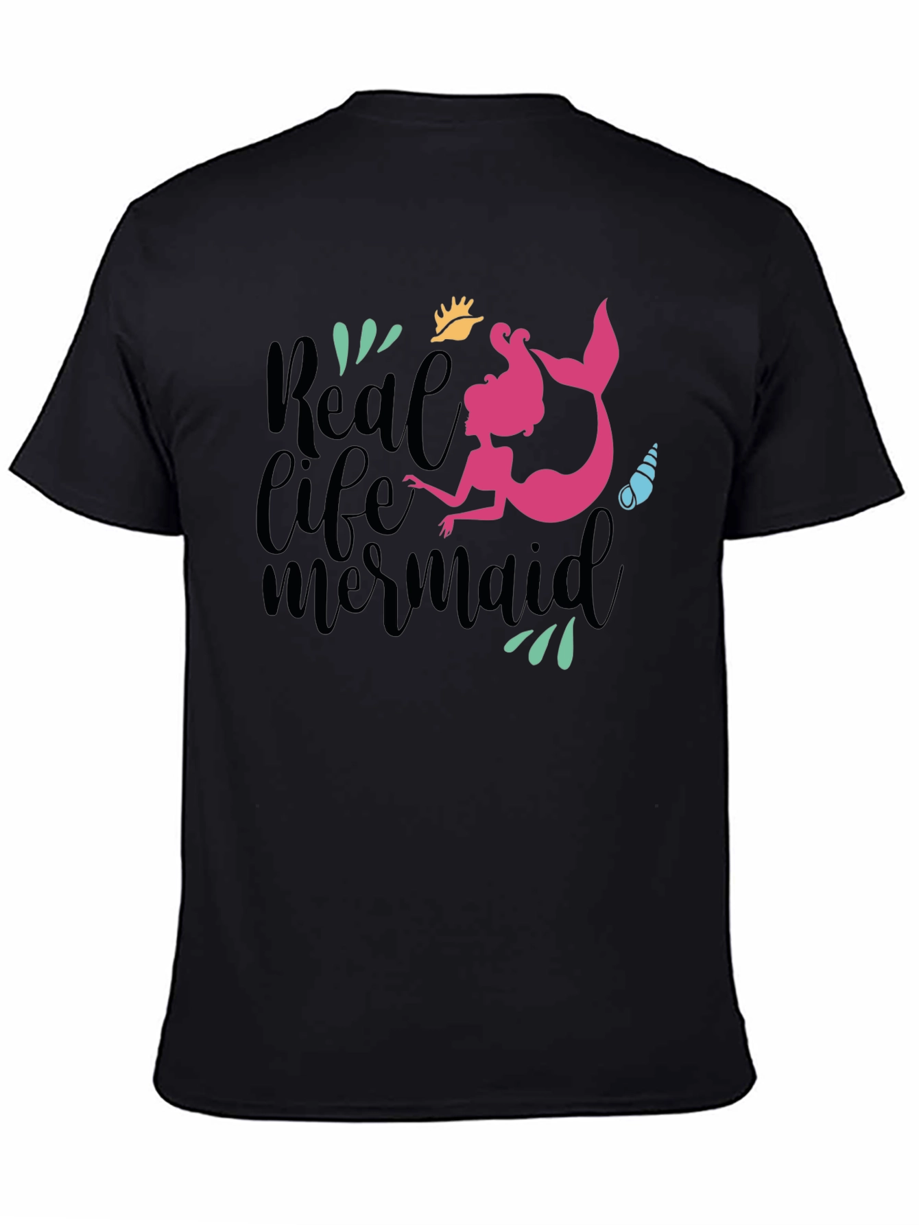 Real Life Mermaid Graphic Tee - Black