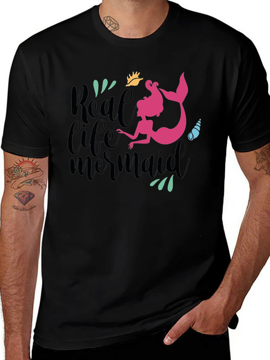 Real Life Mermaid Graphic Tee - Black