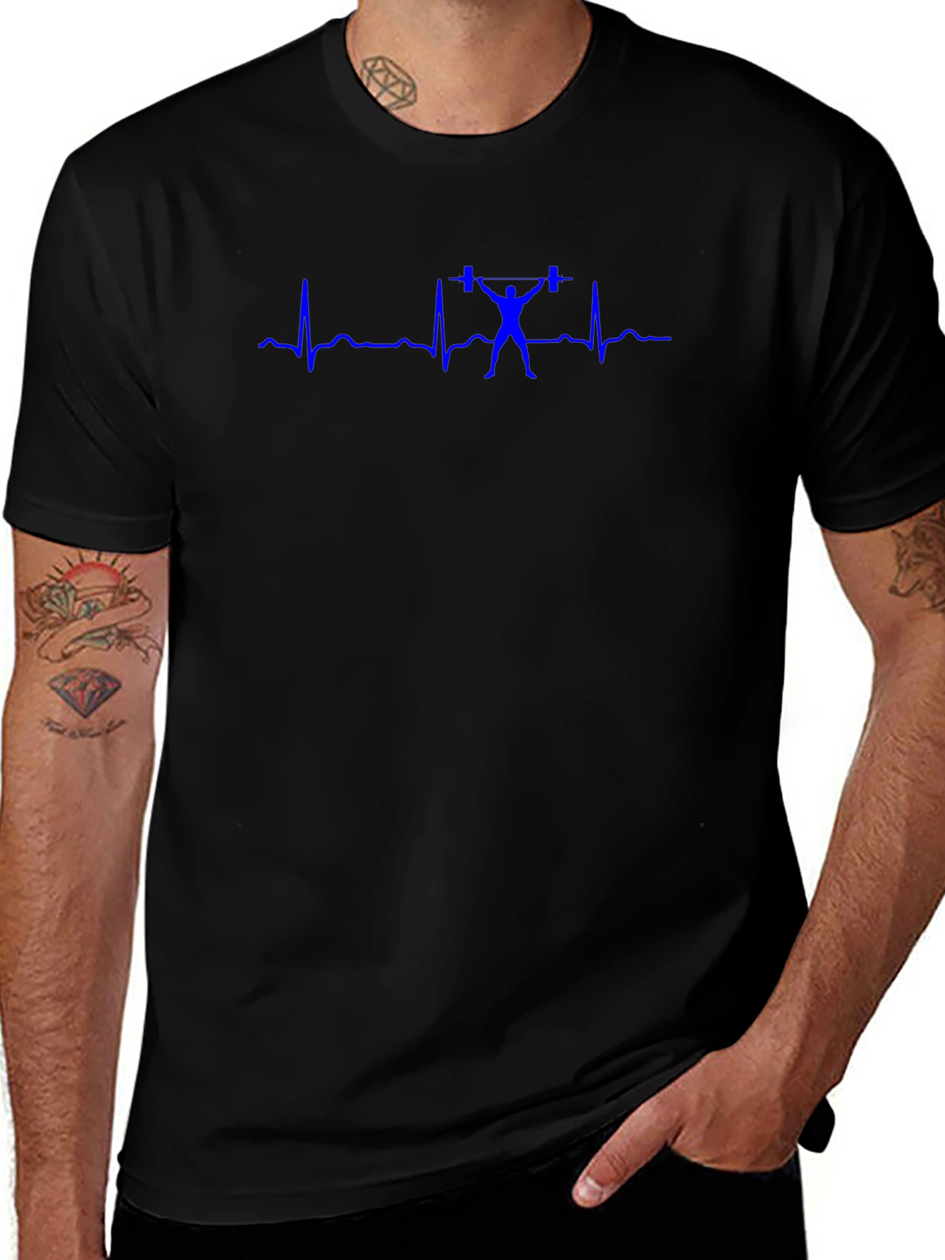 Weightlifting Heartbeat Black T-Shirt