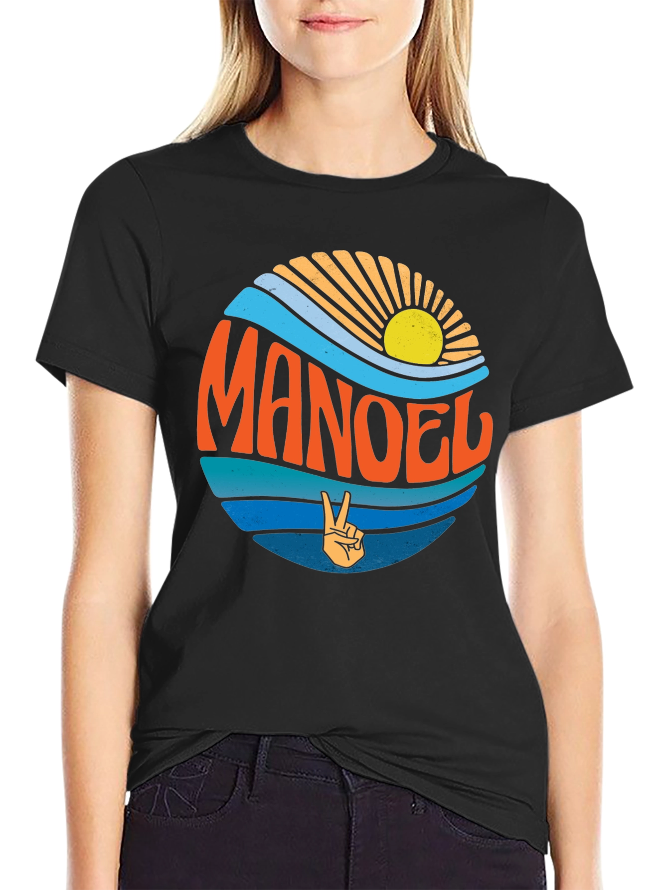 Retro MANOEL Graphic Tee - Black