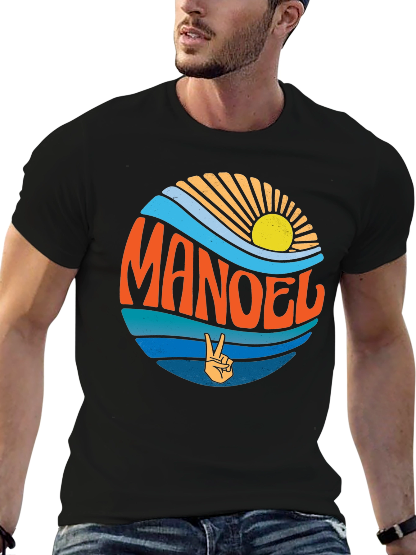 Retro MANOEL Graphic Tee - Black