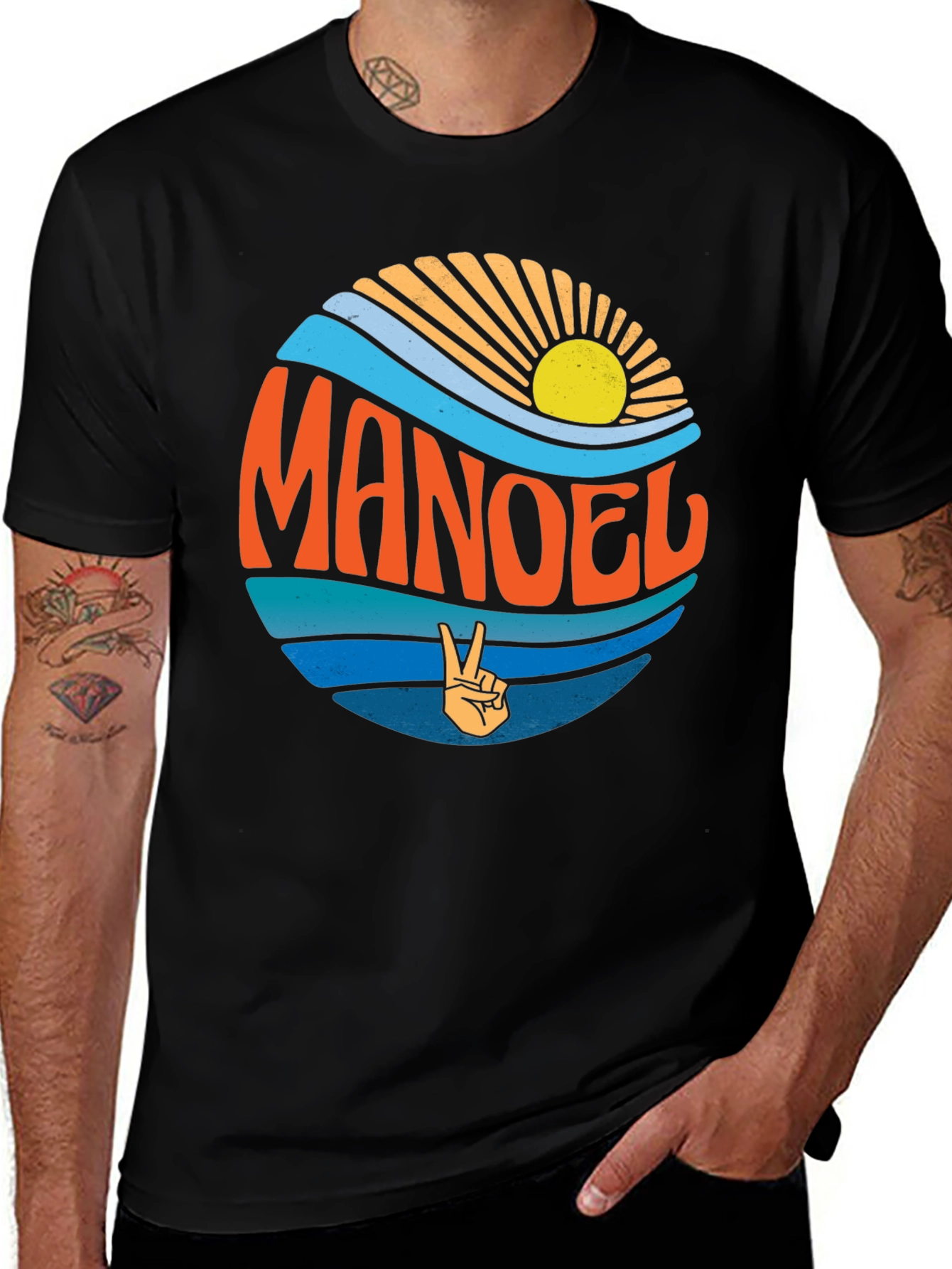 Retro MANOEL Graphic Tee - Black