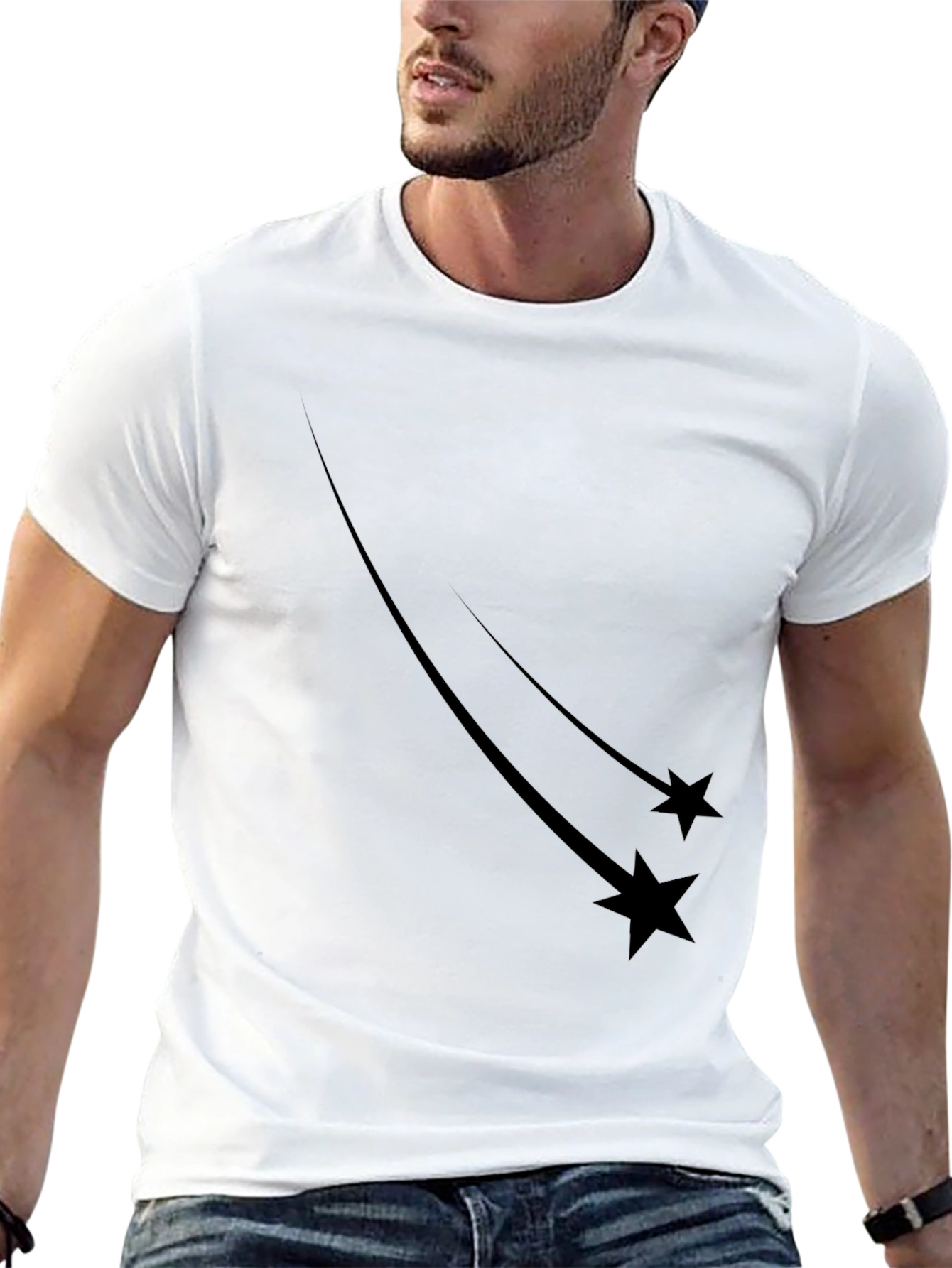 Mens Black Shooting Star Graphic Tee