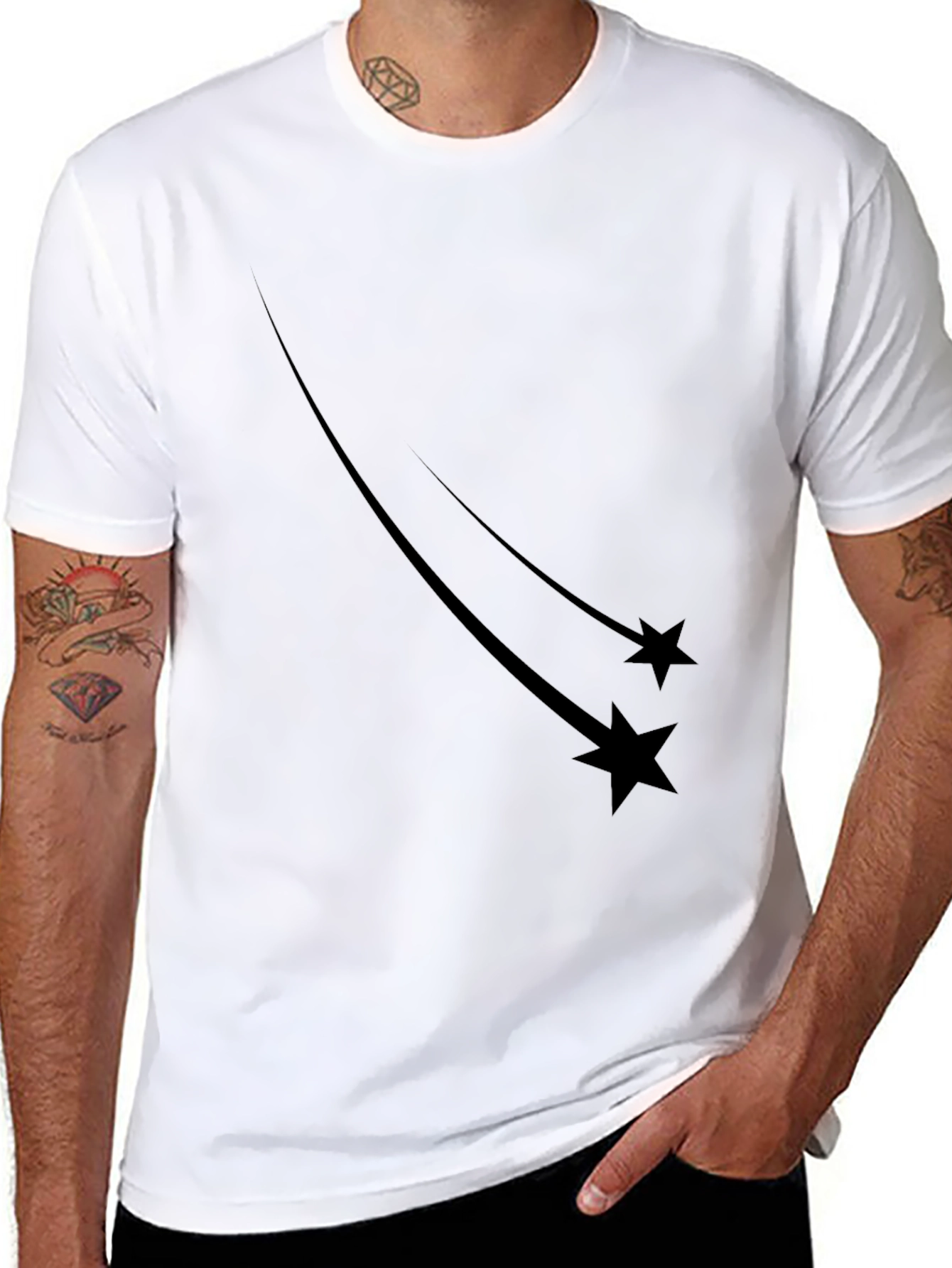 Mens Black Shooting Star Graphic Tee