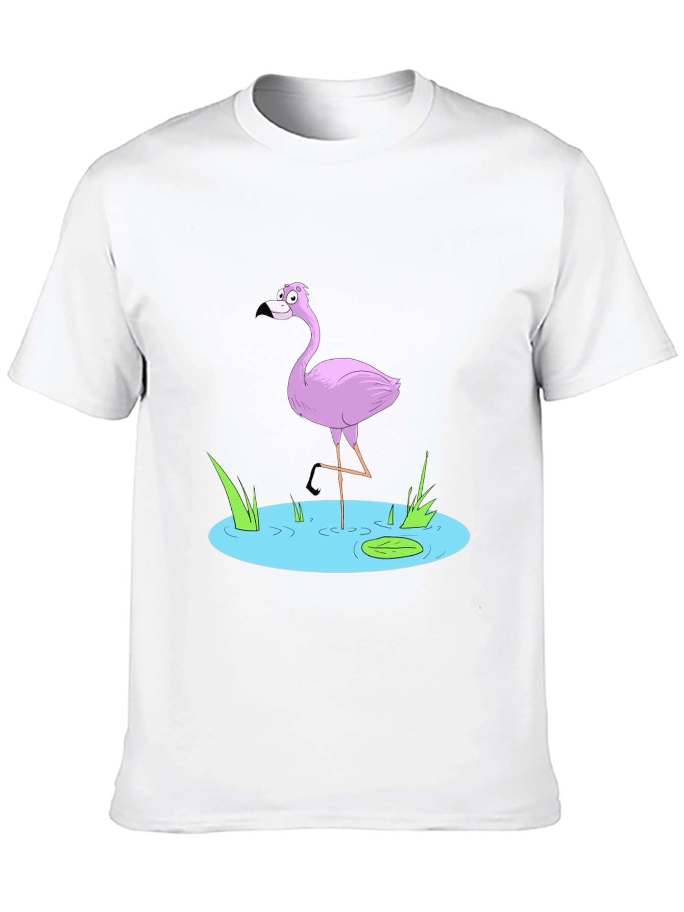 Cartoon Flamingo Black T-Shirt