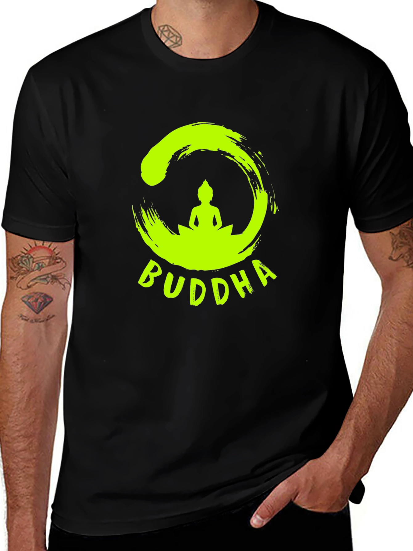 Buddha Graphic Print Black T-Shirt