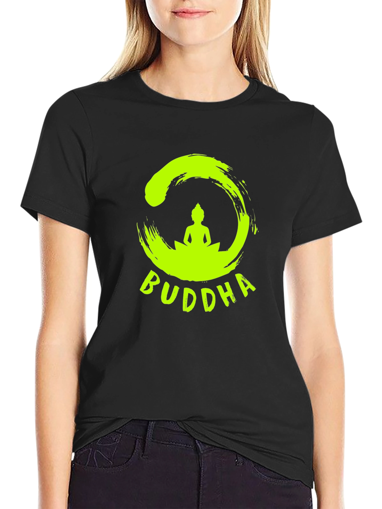 Buddha Graphic Print Black T-Shirt