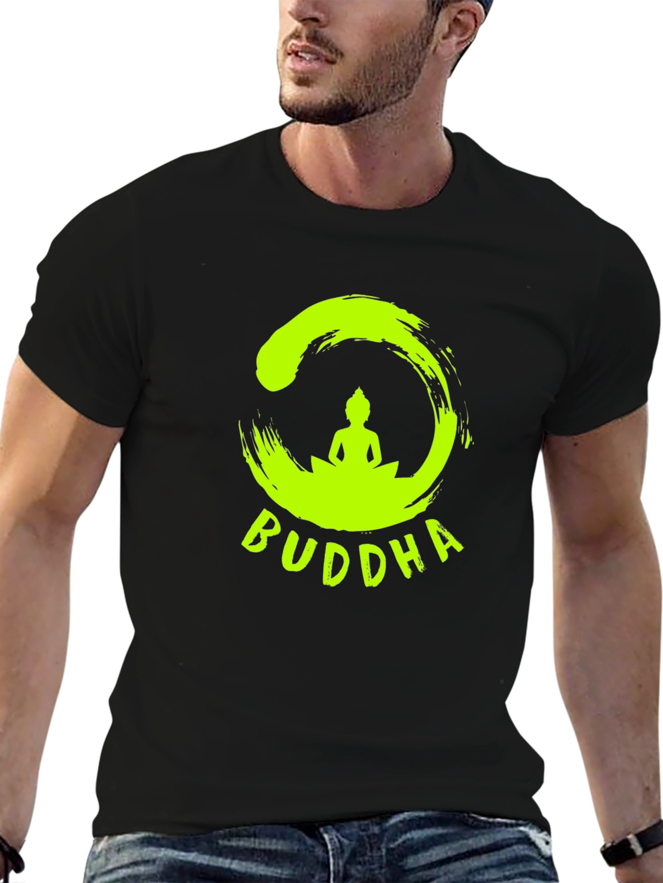 Buddha Graphic Print Black T-Shirt