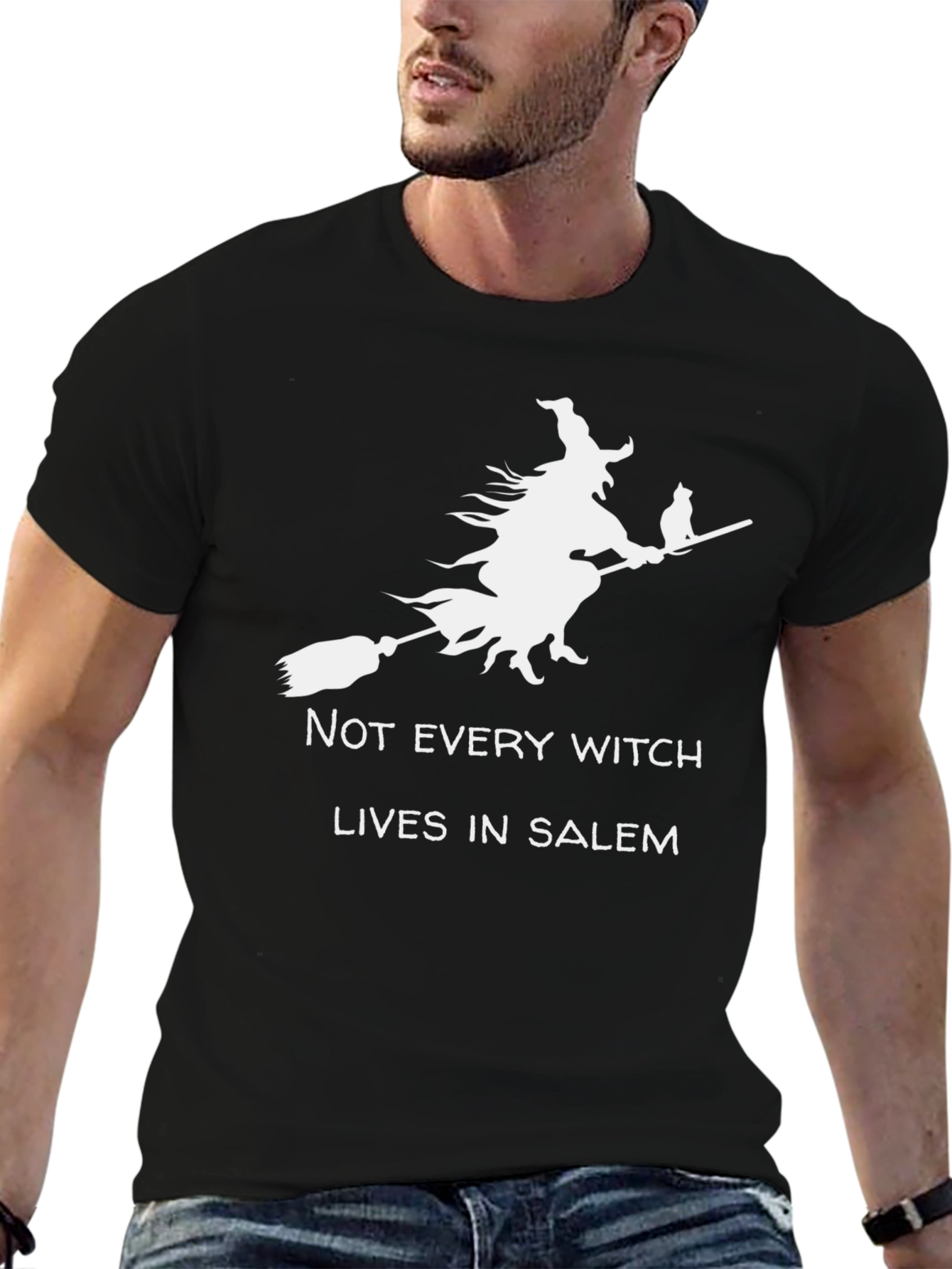 Witch & Cat Graphic Tee - Halloween T-Shirt