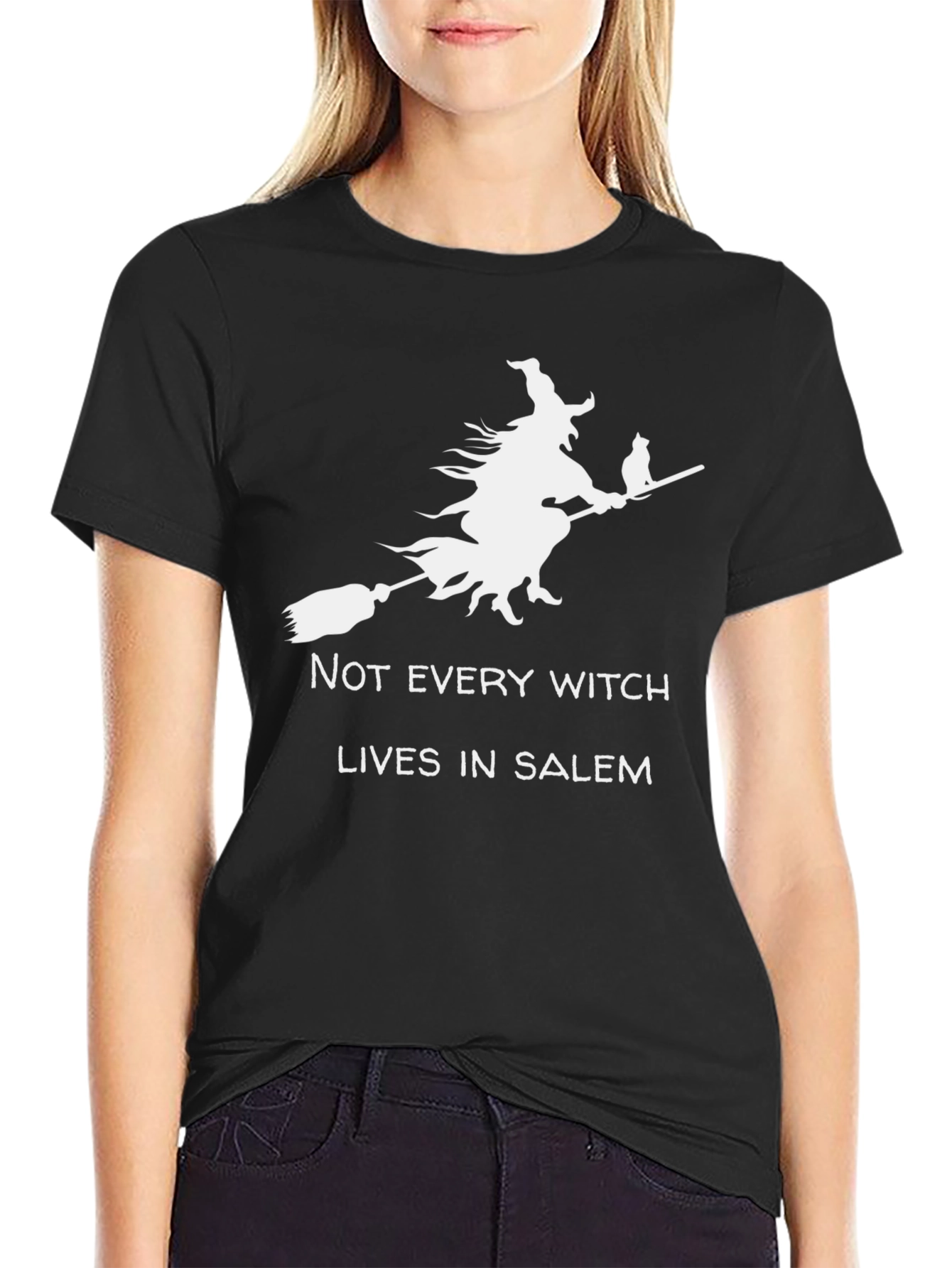 Witch & Cat Graphic Tee - Halloween T-Shirt