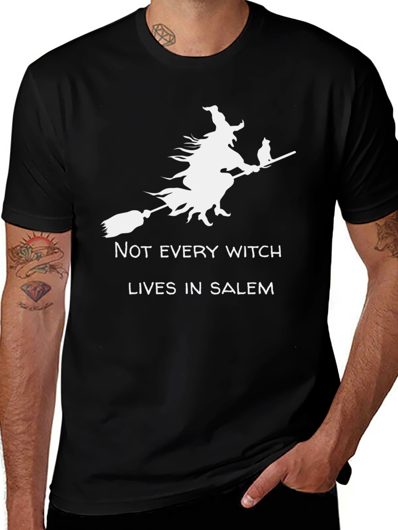 Witch & Cat Graphic Tee - Halloween T-Shirt