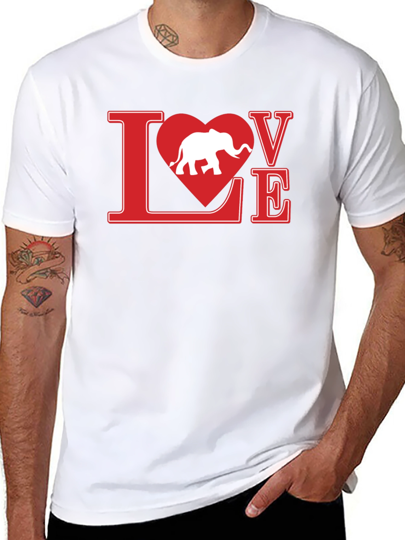 Love Elephant Graphic Tee - Black Cotton T-Shirt