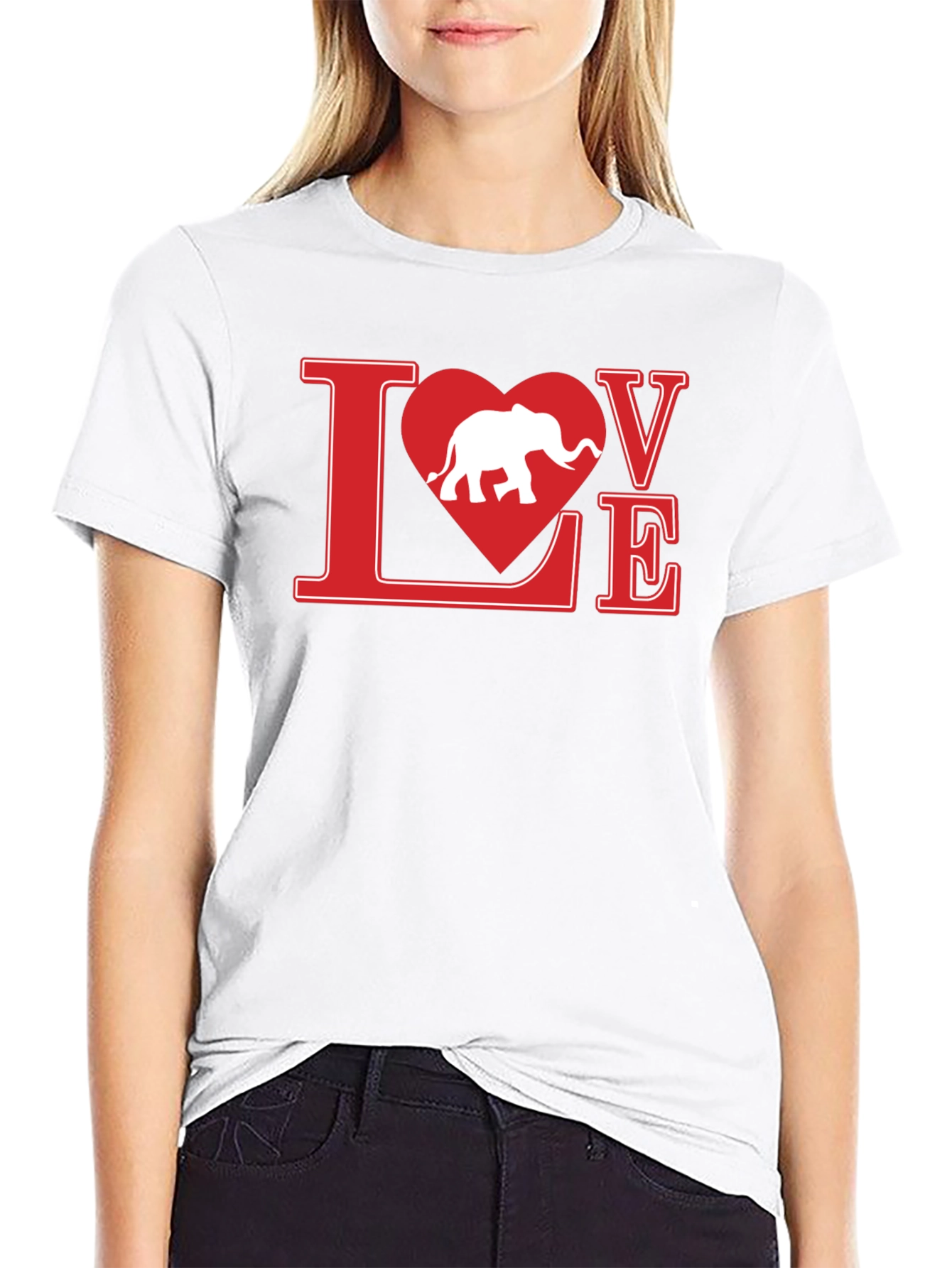 Love Elephant Graphic Tee - Black Cotton T-Shirt