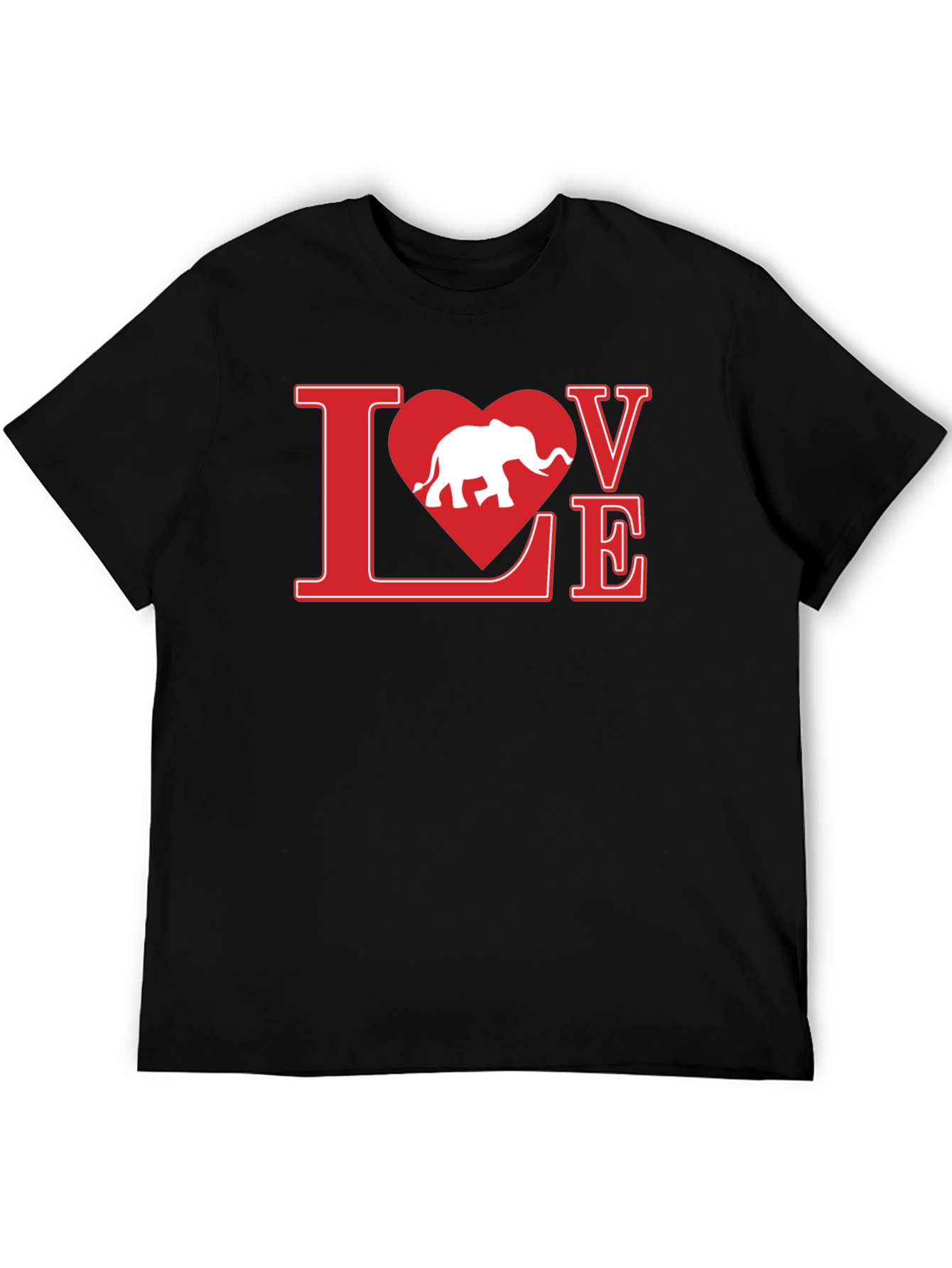 Love Elephant Graphic Tee - Black Cotton T-Shirt