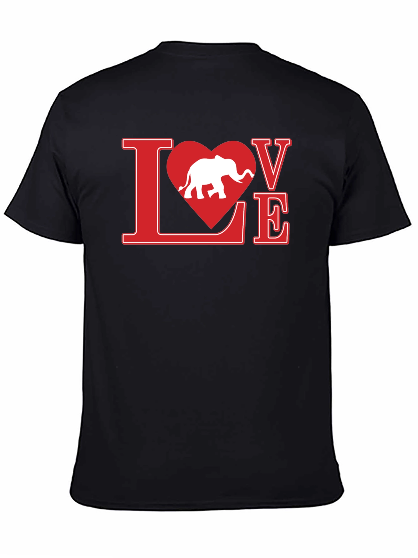 Love Elephant Graphic Tee - Black Cotton T-Shirt