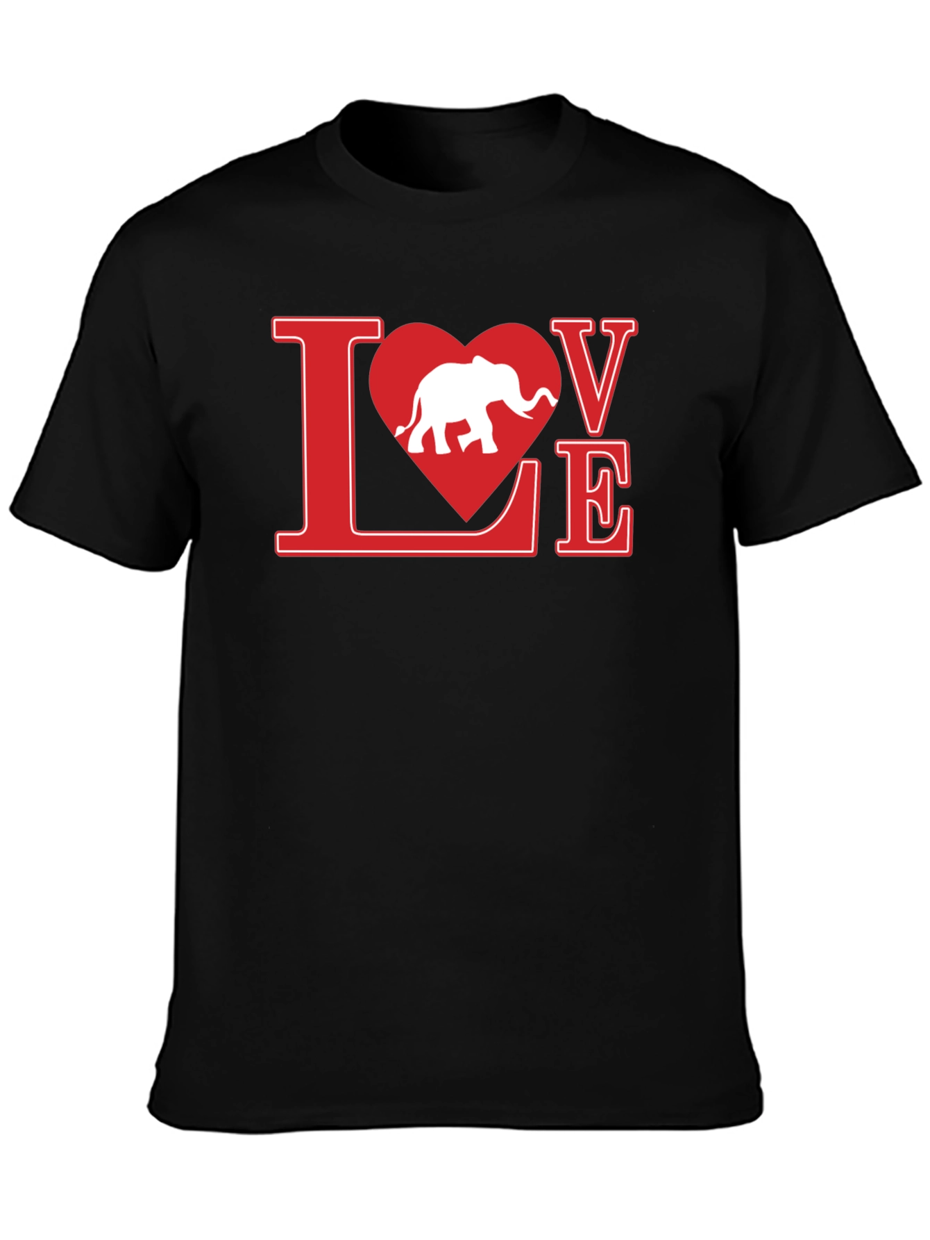 Love Elephant Graphic Tee - Black Cotton T-Shirt