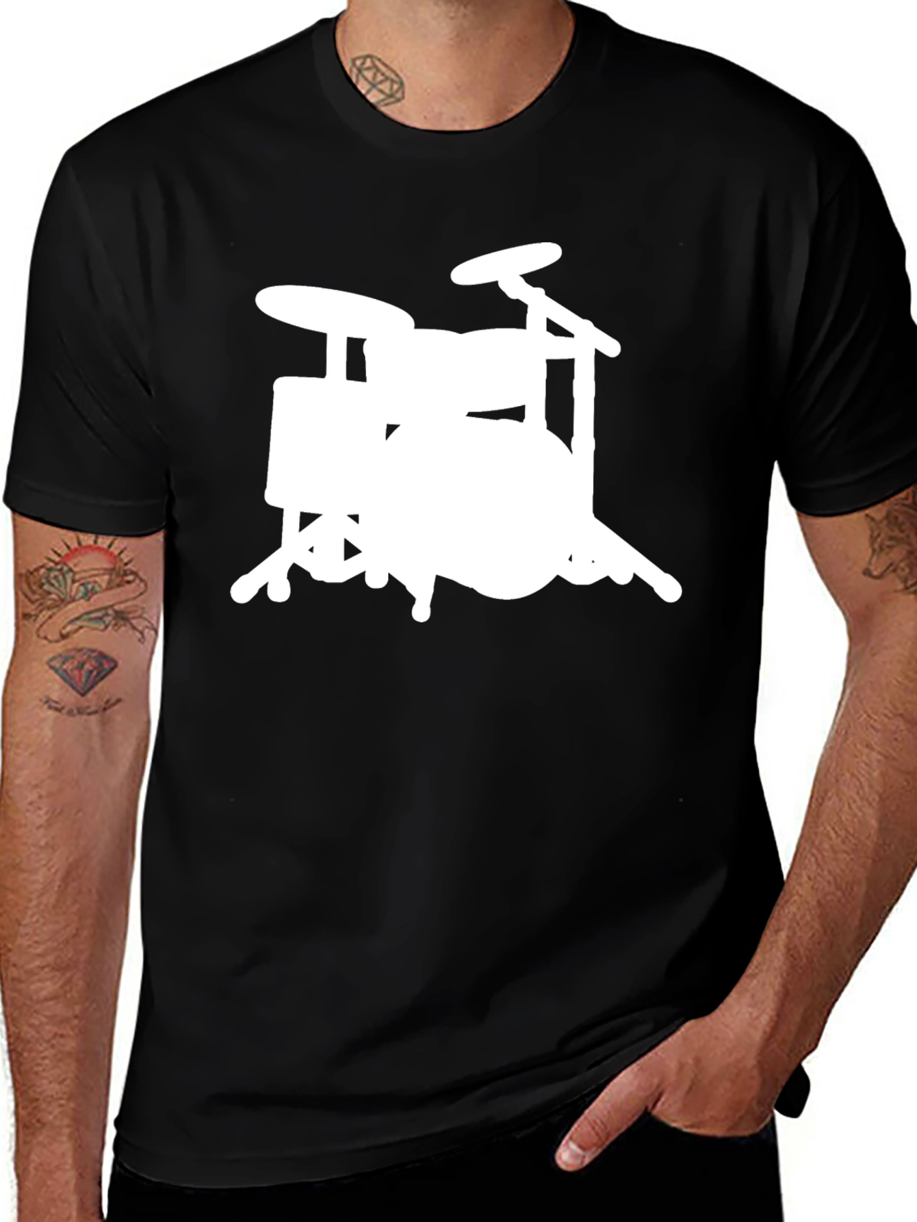 Drum Set Graphic Tee - Musicians Black T-Shirt