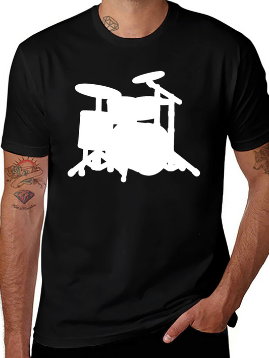 Drum Set Graphic Tee - Musicians Black T-Shirt
