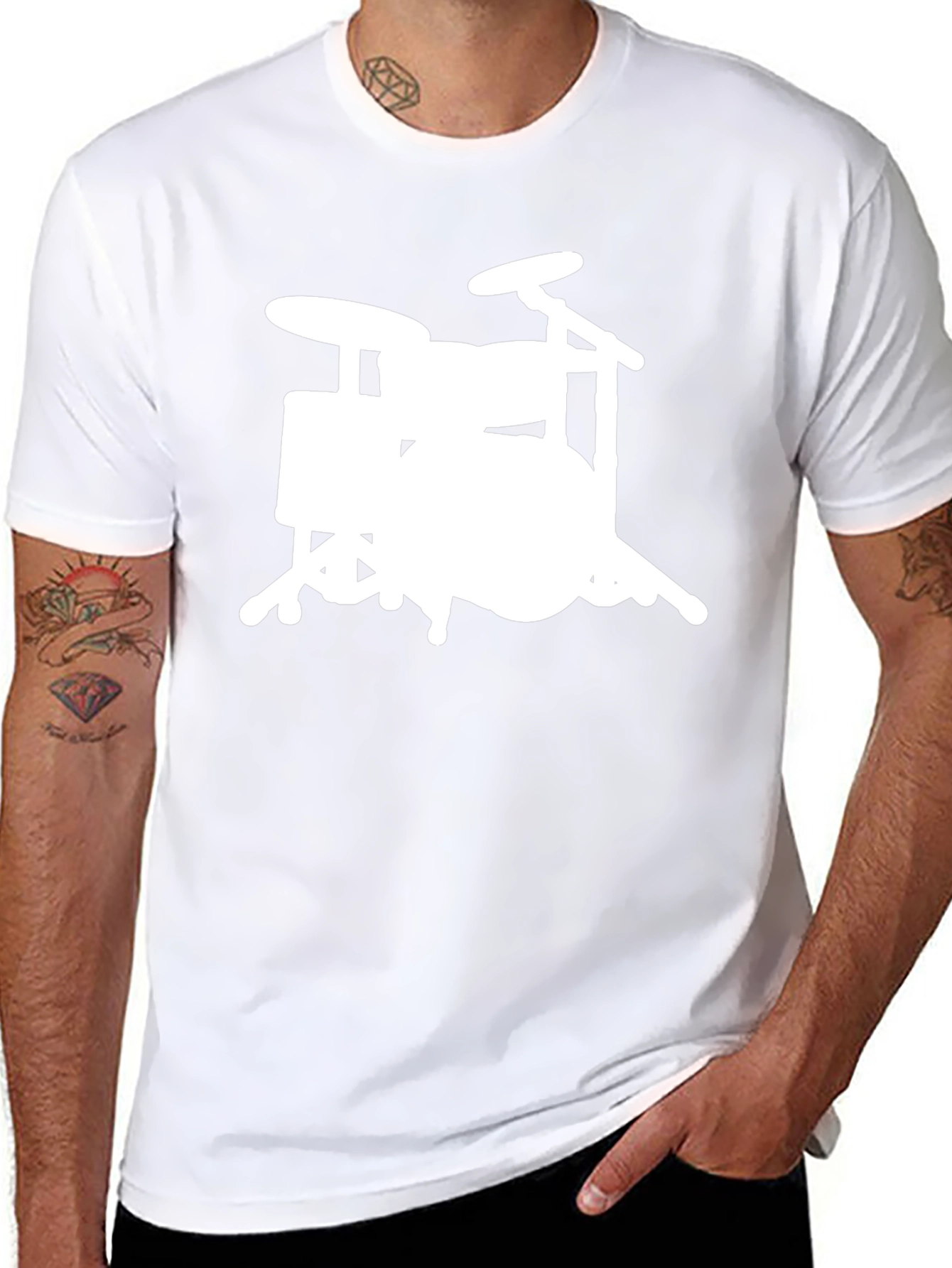 Drum Set Graphic Tee - Musicians Black T-Shirt