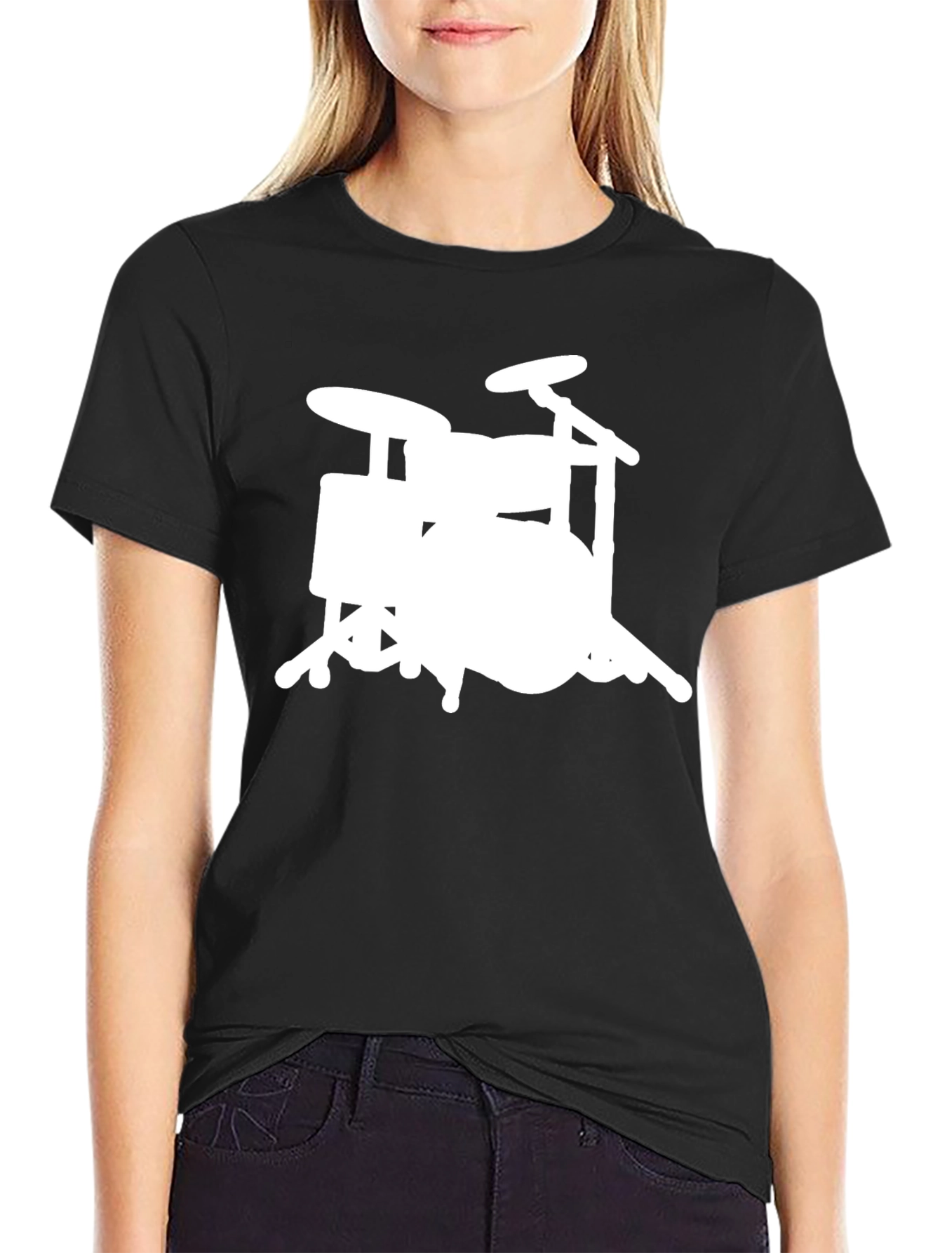 Drum Set Graphic Tee - Musicians Black T-Shirt