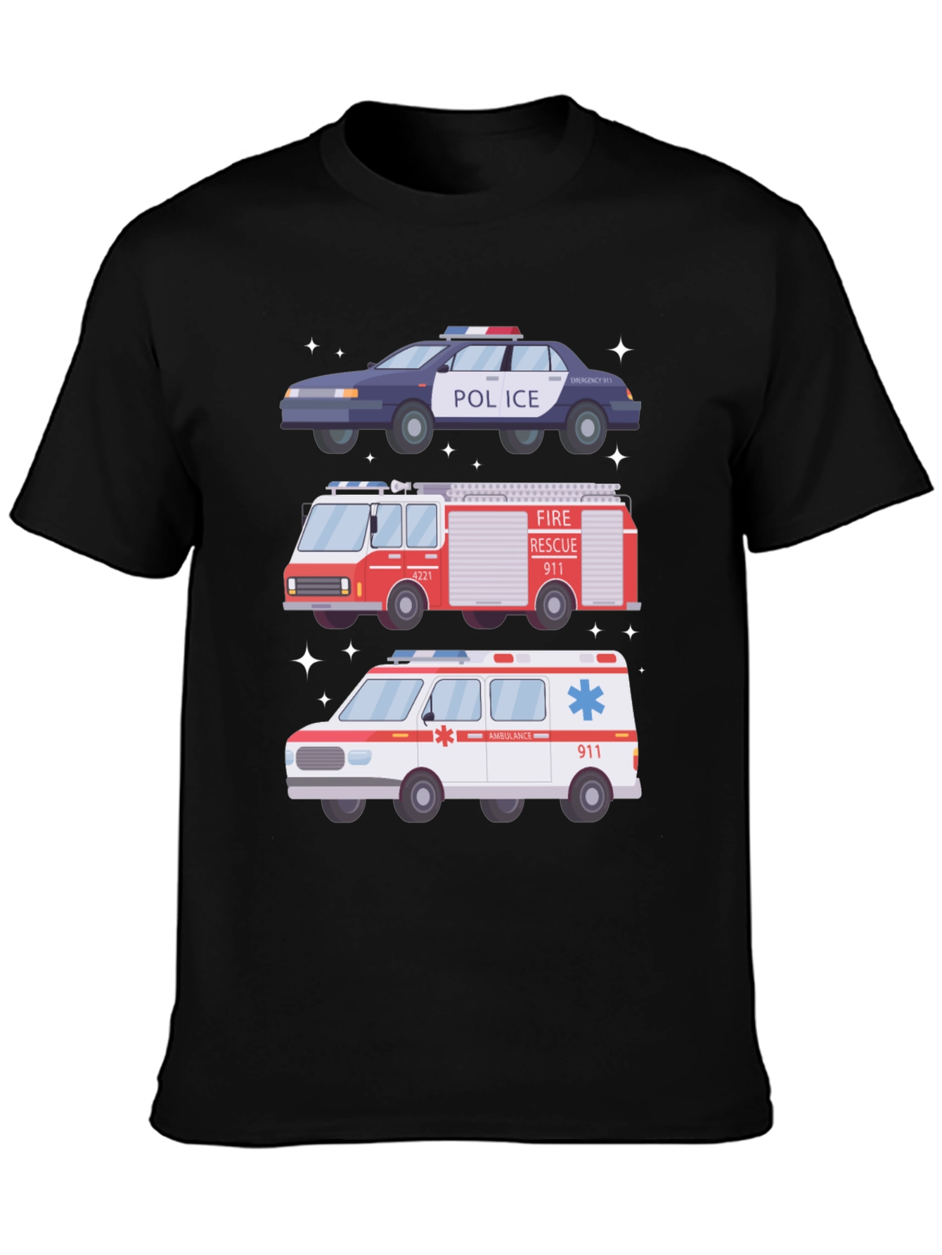 Emergency Vehicles Graphic T-Shirt