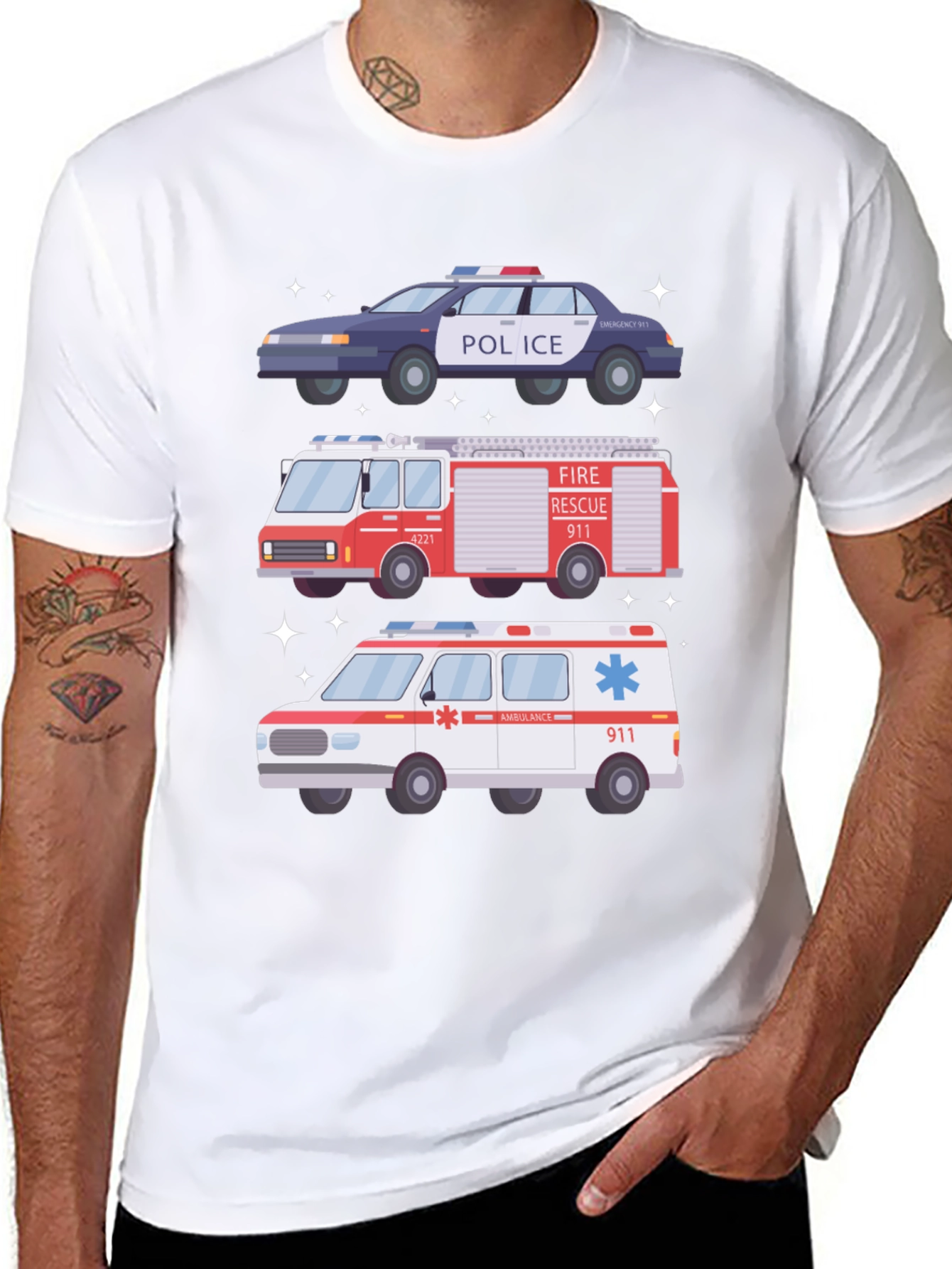 Emergency Vehicles Graphic T-Shirt