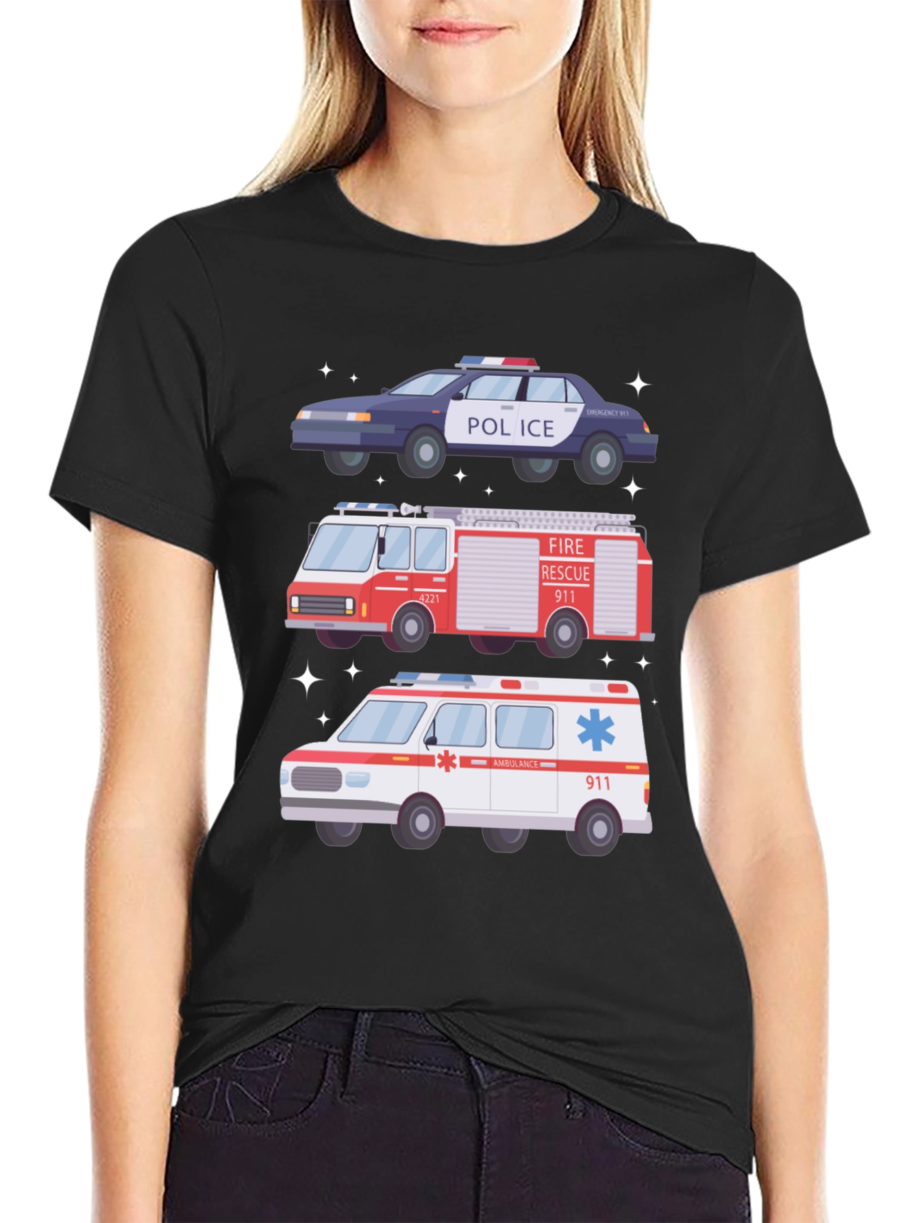 Emergency Vehicles Graphic T-Shirt
