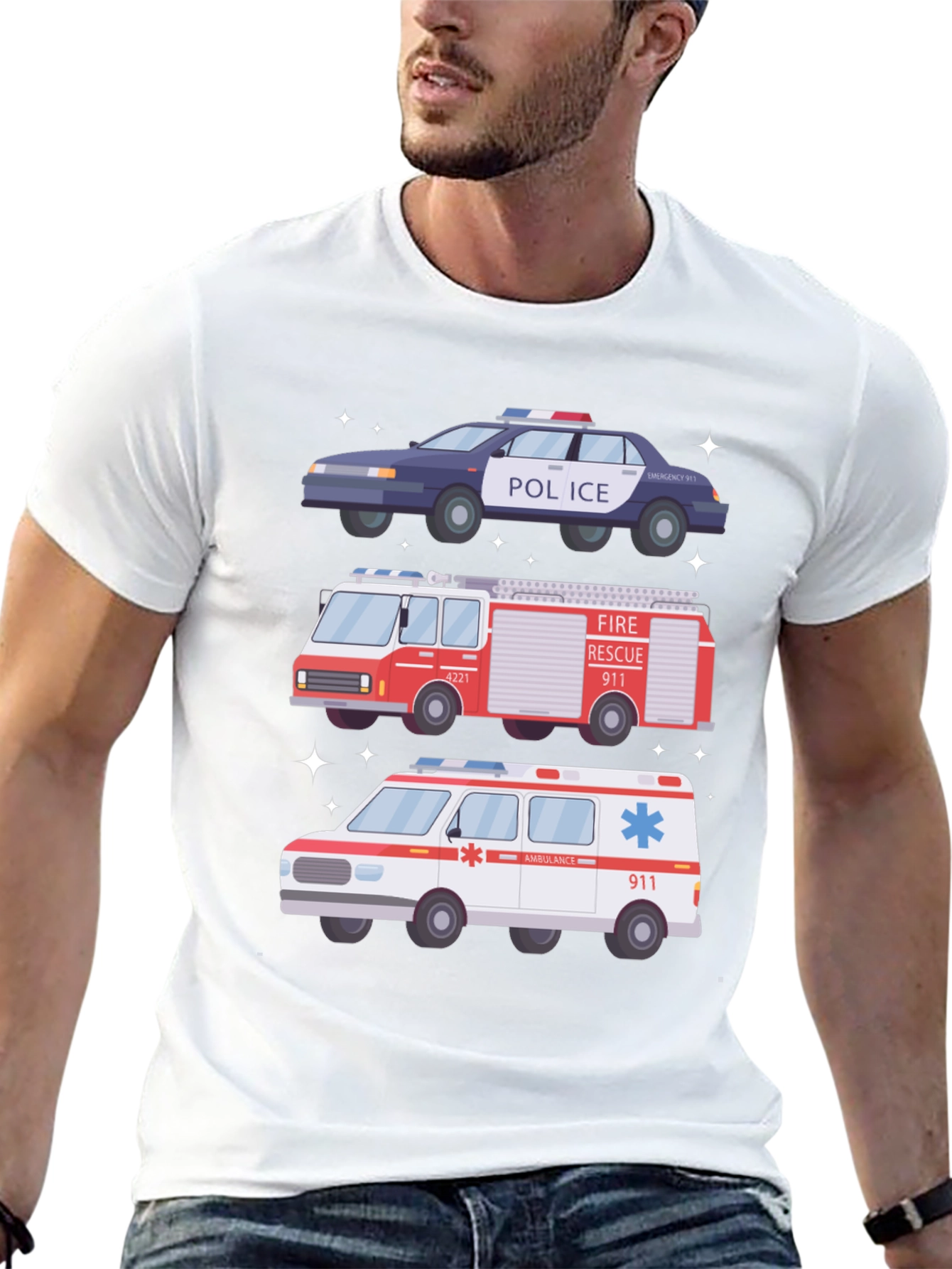 Emergency Vehicles Graphic T-Shirt