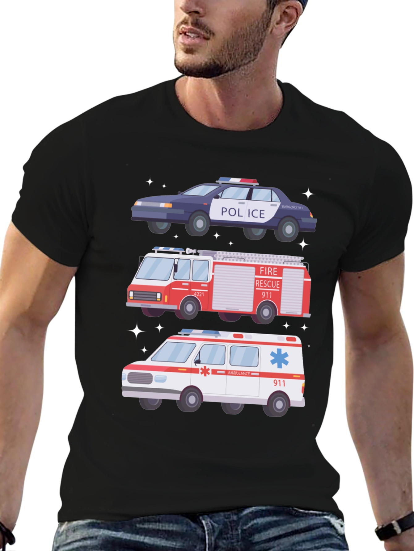 Emergency Vehicles Graphic T-Shirt