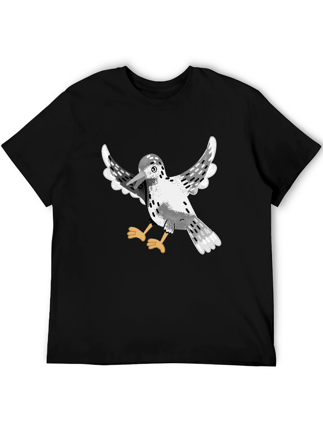 Bird Graphic Black T-Shirt | Casual Cotton Tee