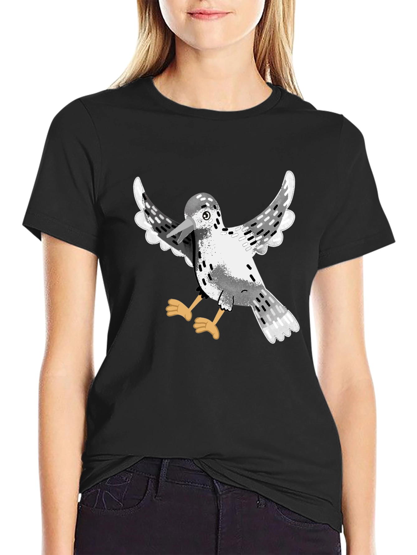Bird Graphic Black T-Shirt | Casual Cotton Tee