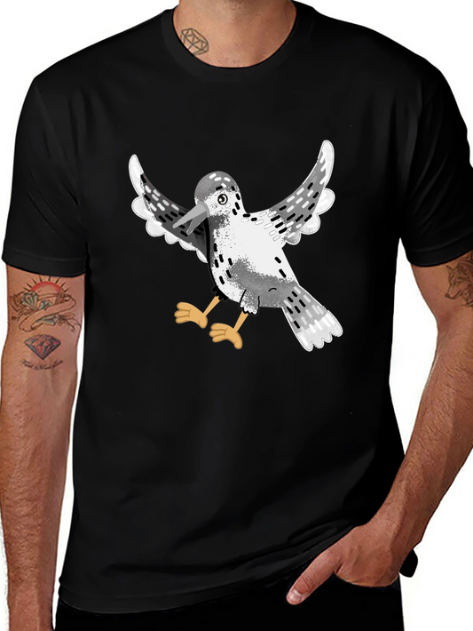 Bird Graphic Black T-Shirt | Casual Cotton Tee